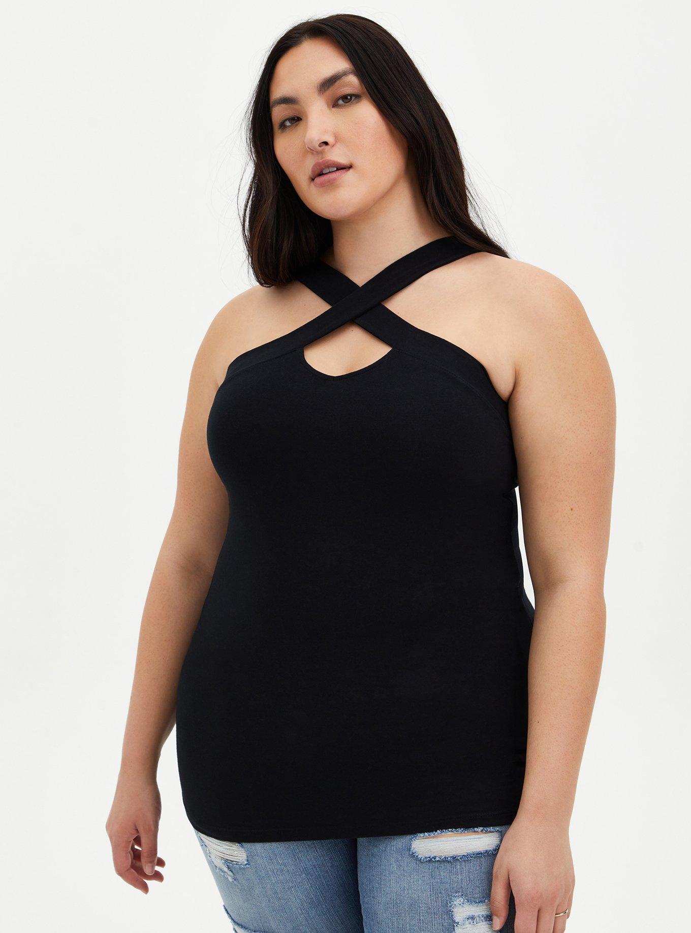 Plus Size - Foxy High Neck Criss Cross Halter Top - Torrid