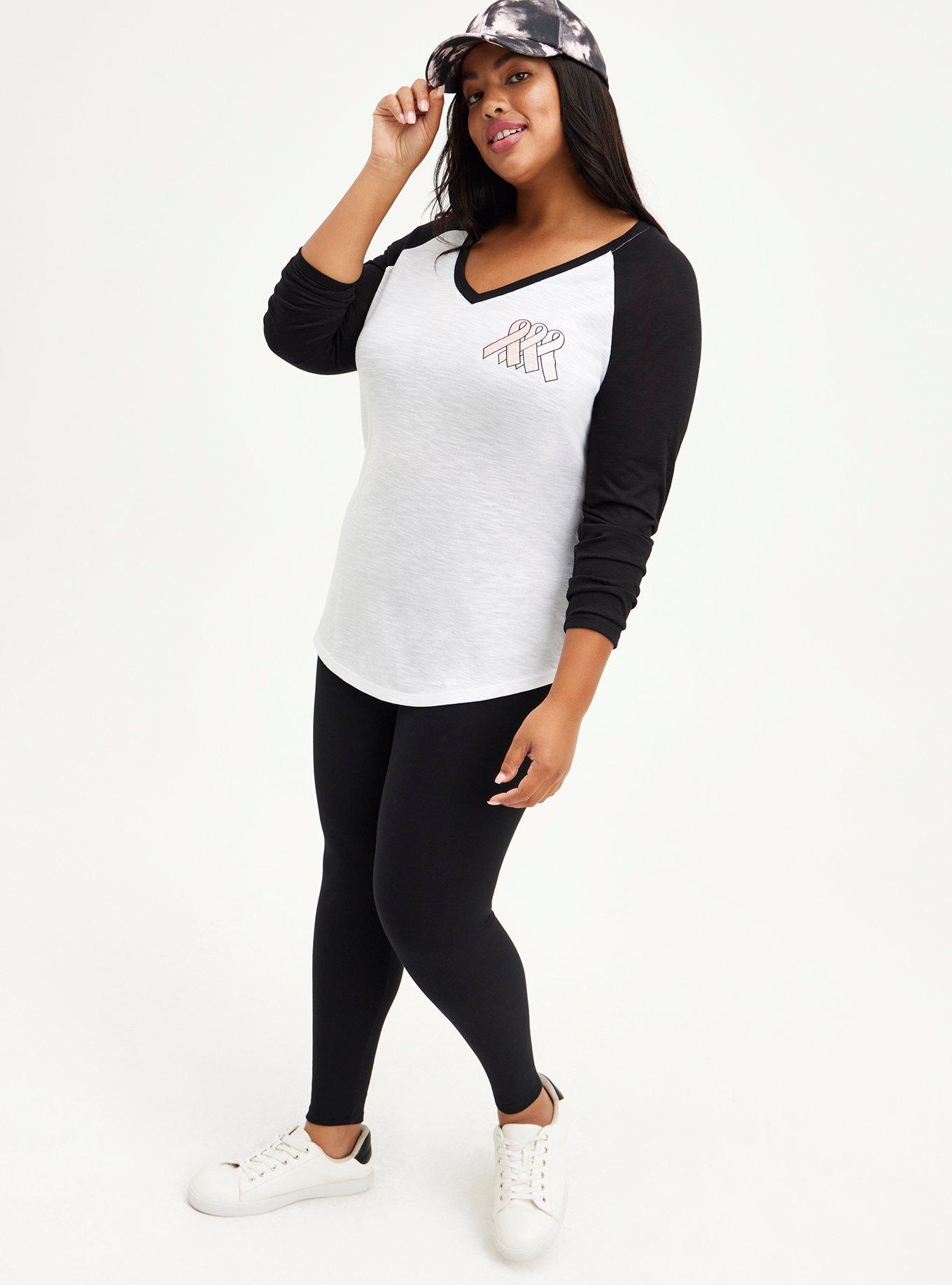 Breast Cancer Awareness Classic Raglan Tee - Love Hope Fight White & Black, BRIGHT WHITE, alternate