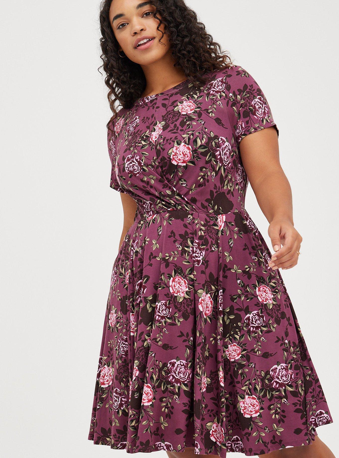 At The Knee Super Soft Drape Front Skater Dress