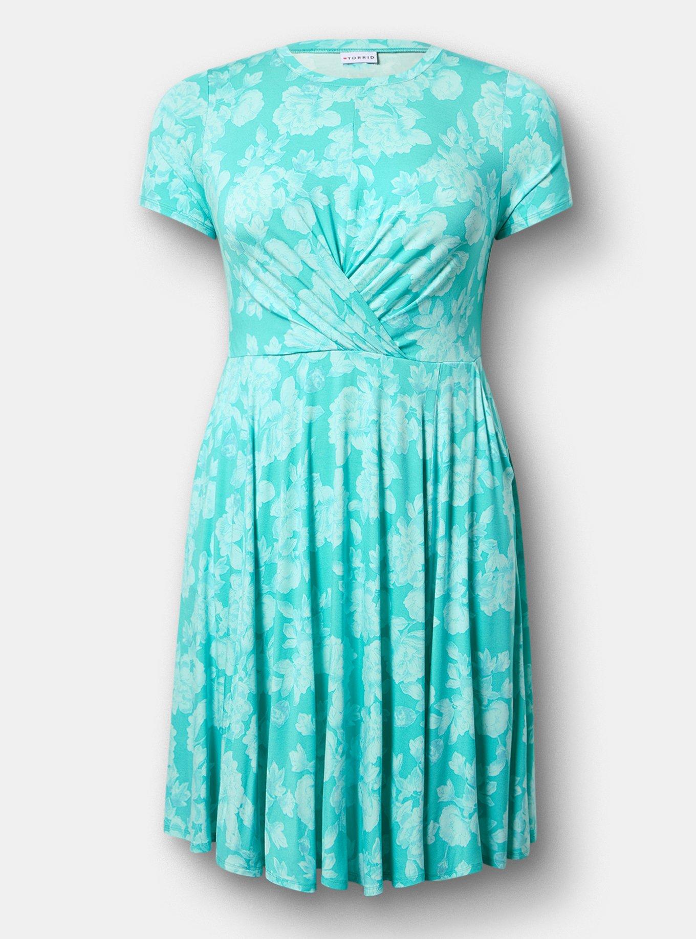Skater Mini Dress, ANGELS FLORAL TEAL, hi-res