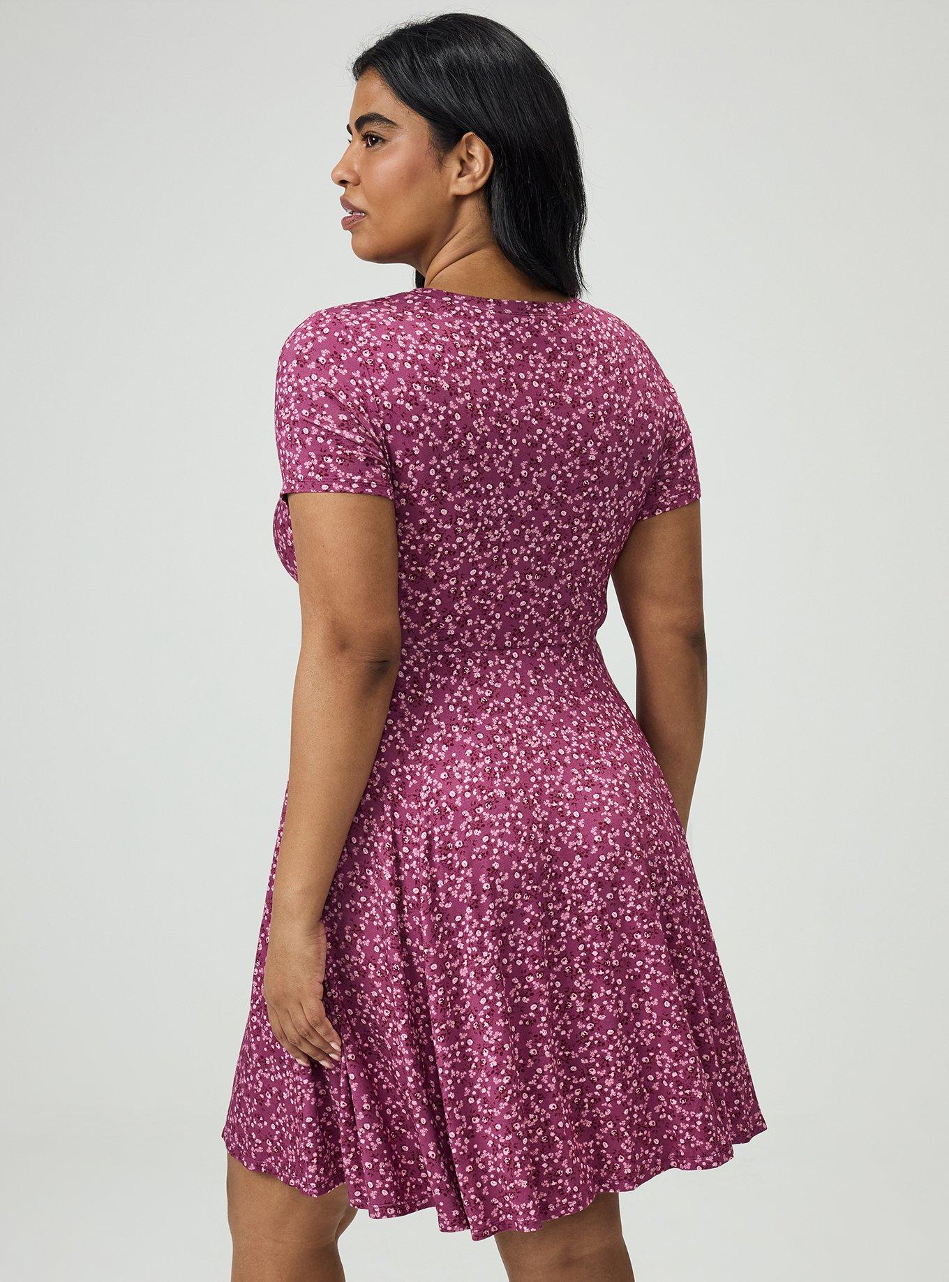 Skater Mini Dress, PAINTED DITSY FLORAL PLUM, alternate