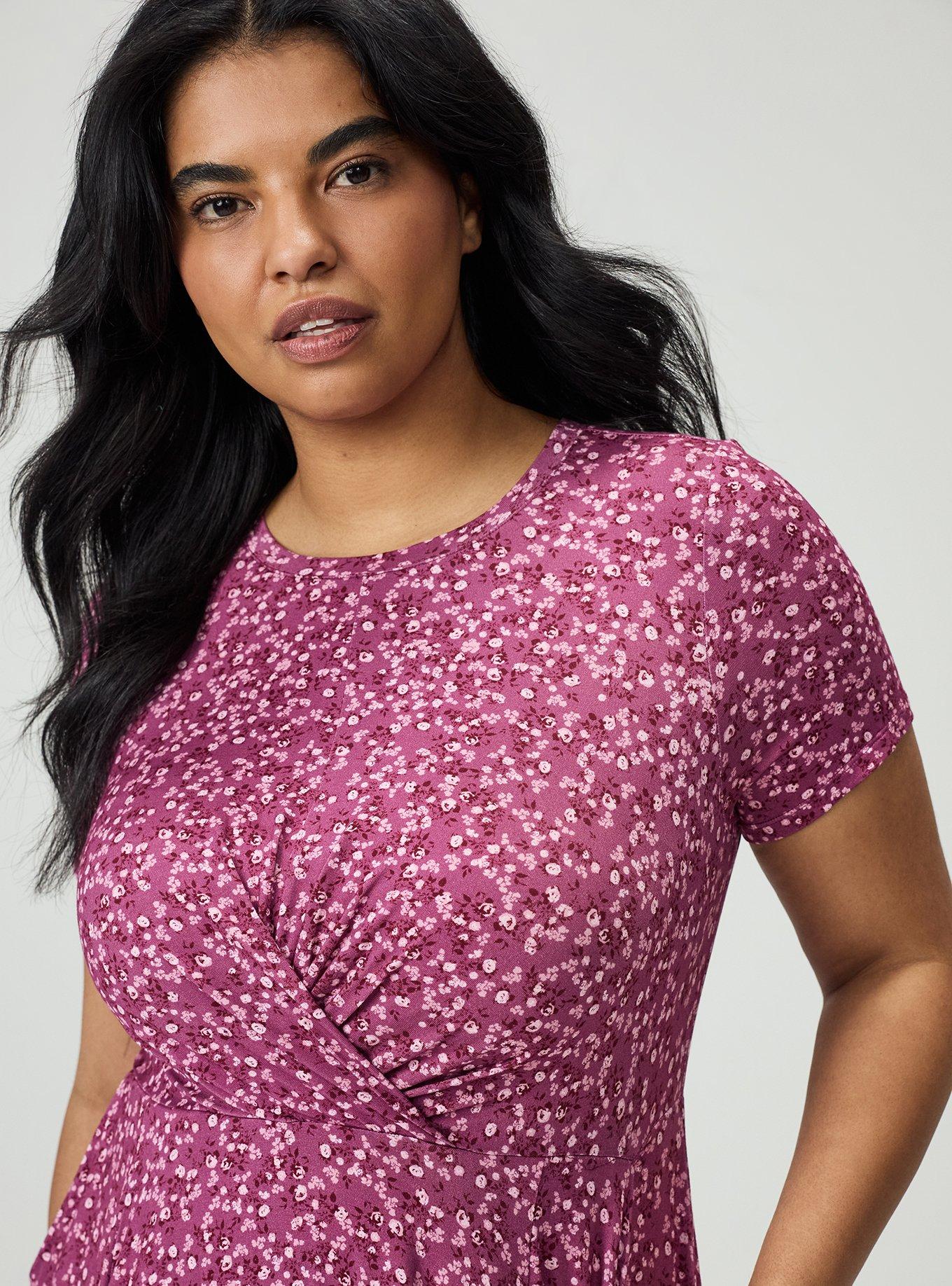 Skater Mini Dress, PAINTED DITSY FLORAL PLUM, alternate