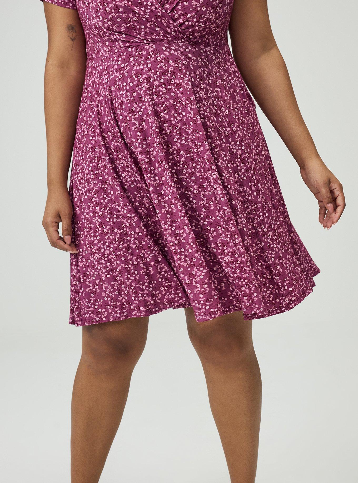 Skater Mini Dress, PAINTED DITSY FLORAL PLUM, alternate