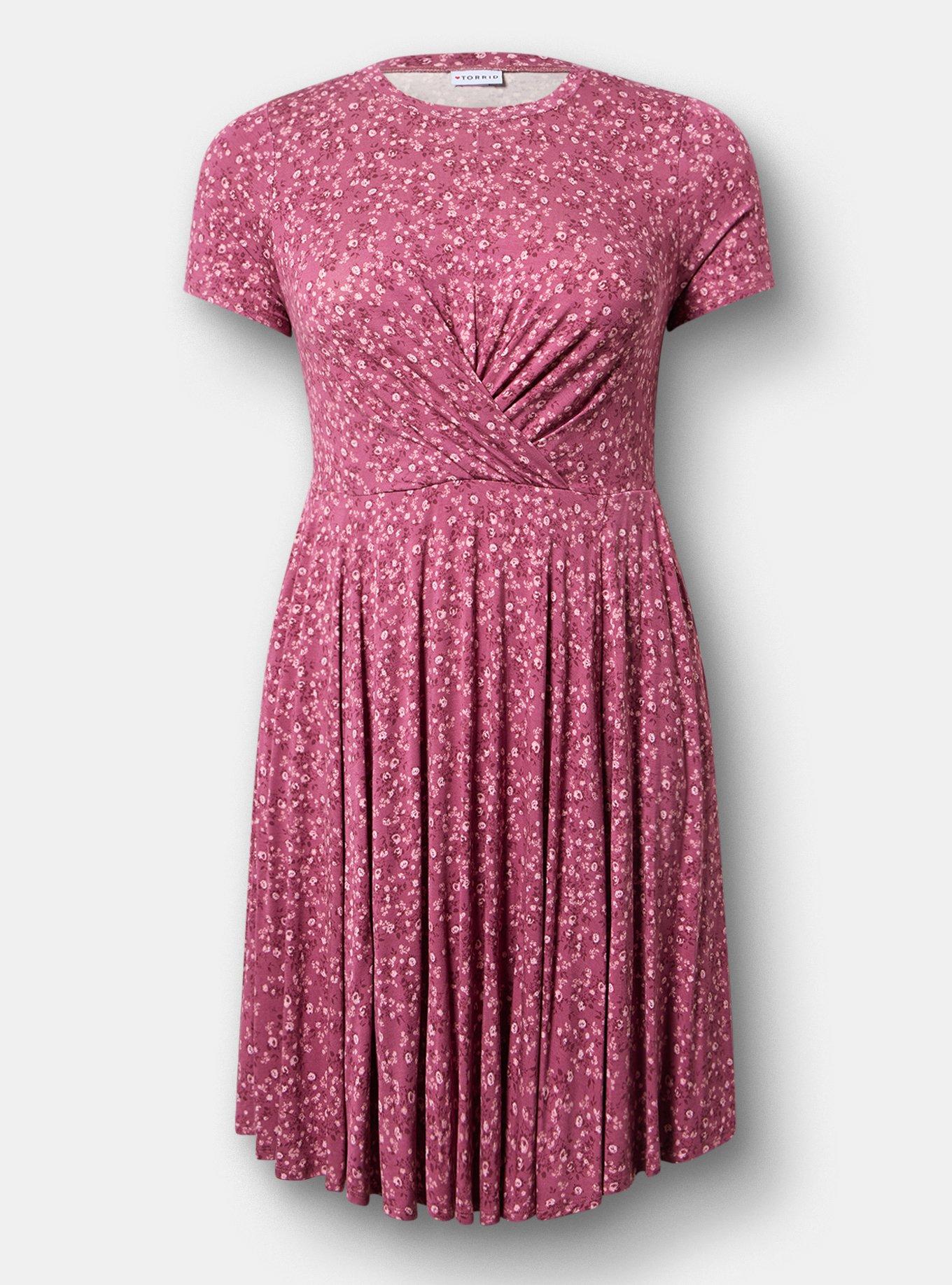 Skater Mini Dress, PAINTED DITSY FLORAL PLUM, hi-res