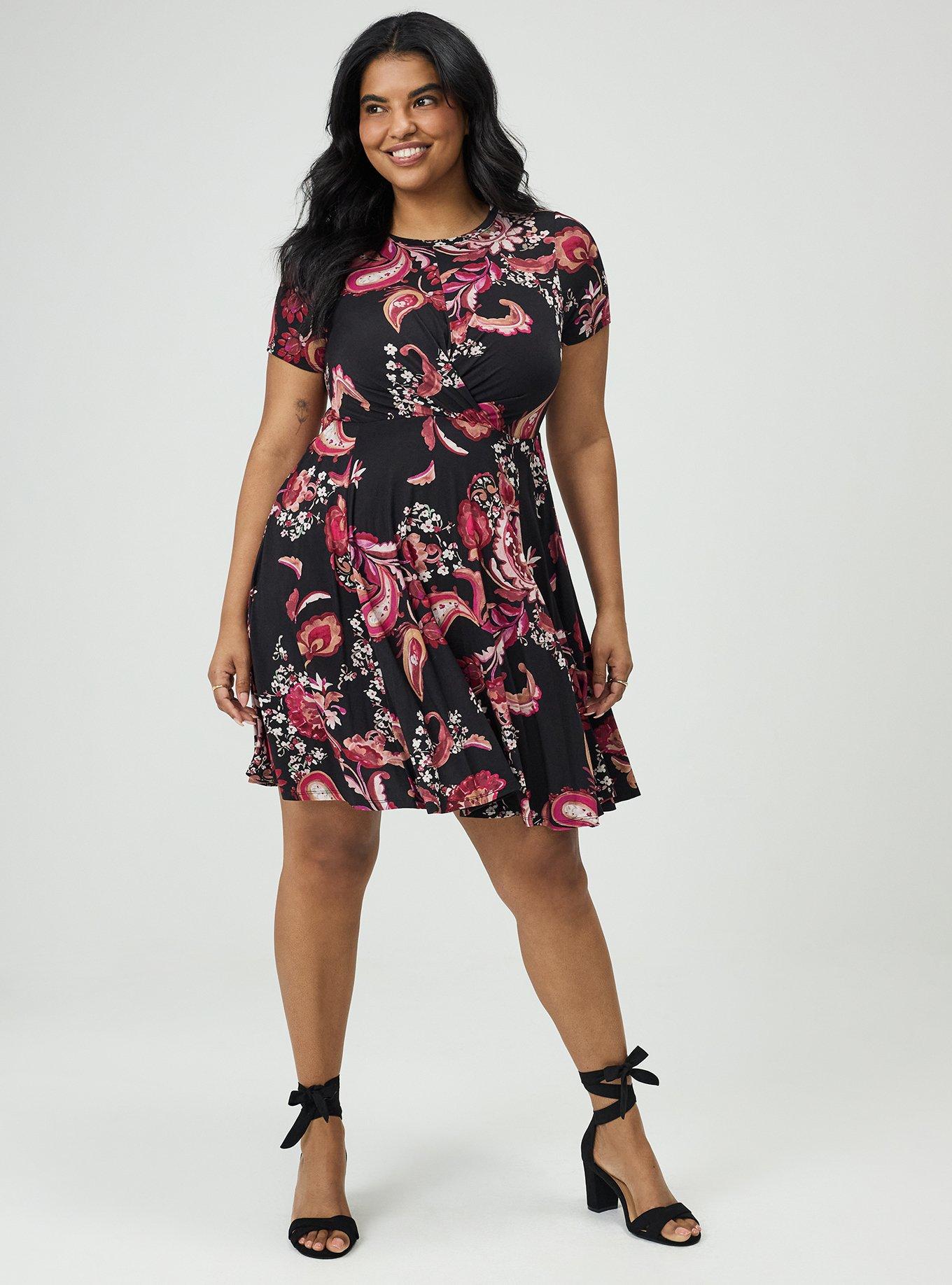 Skater Mini Dress, POP PAISLEY BLACK, hi-res