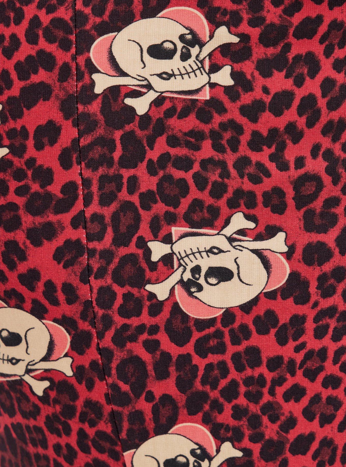 Plus Size - Peplum Dress - Ponte Skulls Leopard Red - Torrid