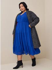Maxi Chiffon Clip Dot Pleated Dress, BLUE, hi-res