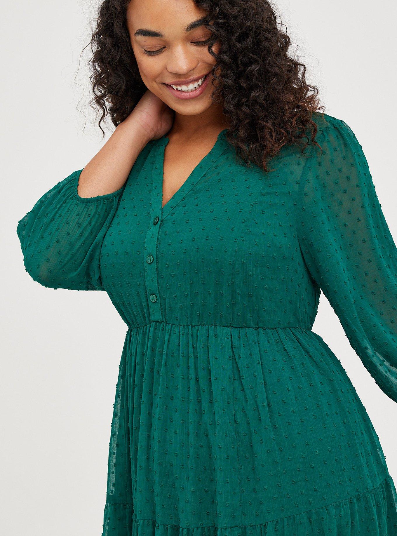 Plus Size - Maxi Chiffon Clip Dot Pleated Dress - Torrid