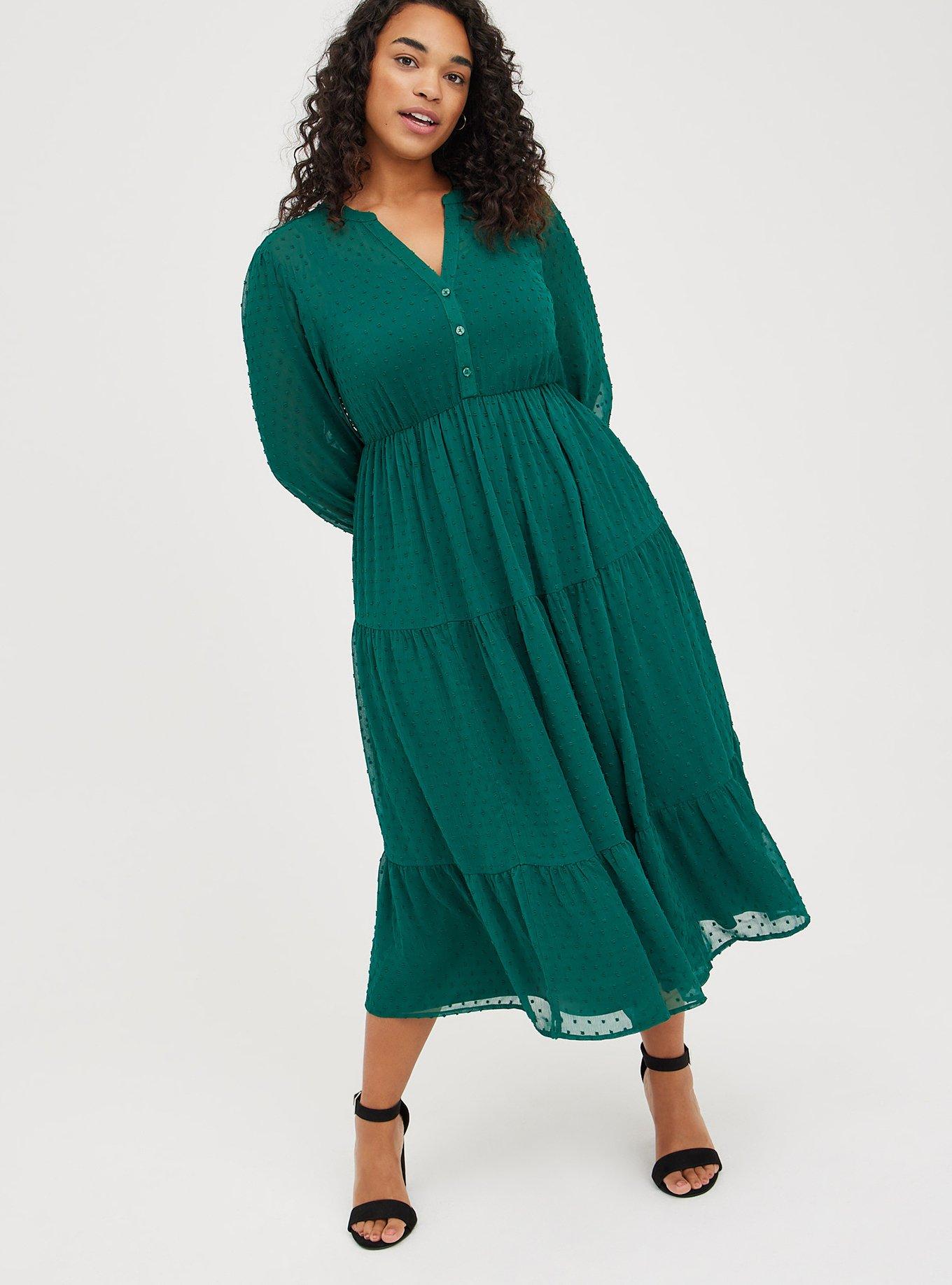 Plus Size - Maxi Chiffon Clip Dot Pleated Dress - Torrid