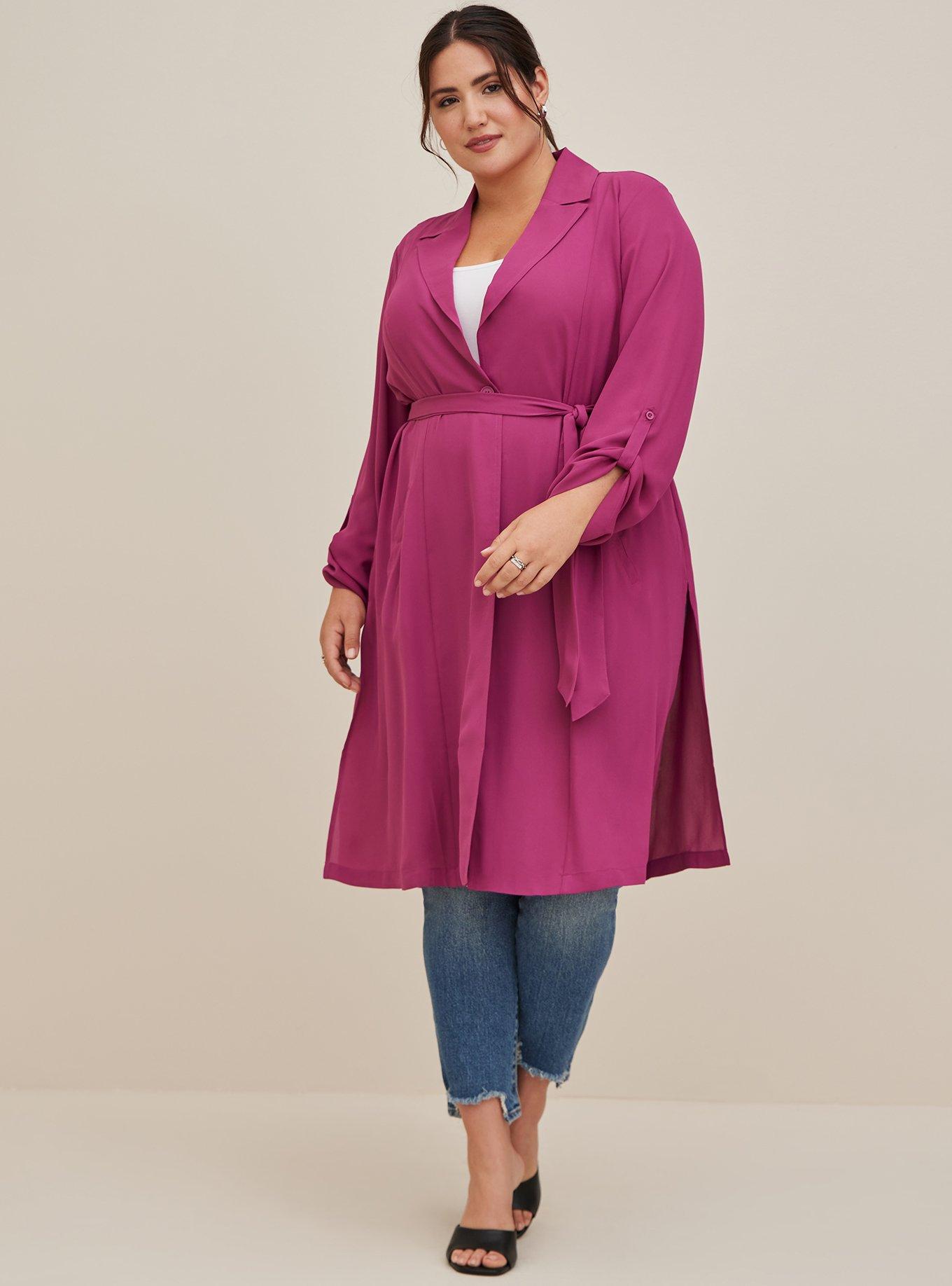 Plus Size - Chiffon Drape Trench - Torrid