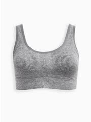 Scoop Neck Seamless Bralette - Ribbed Heather Grey, CHARCOAL HEATHER, hi-res