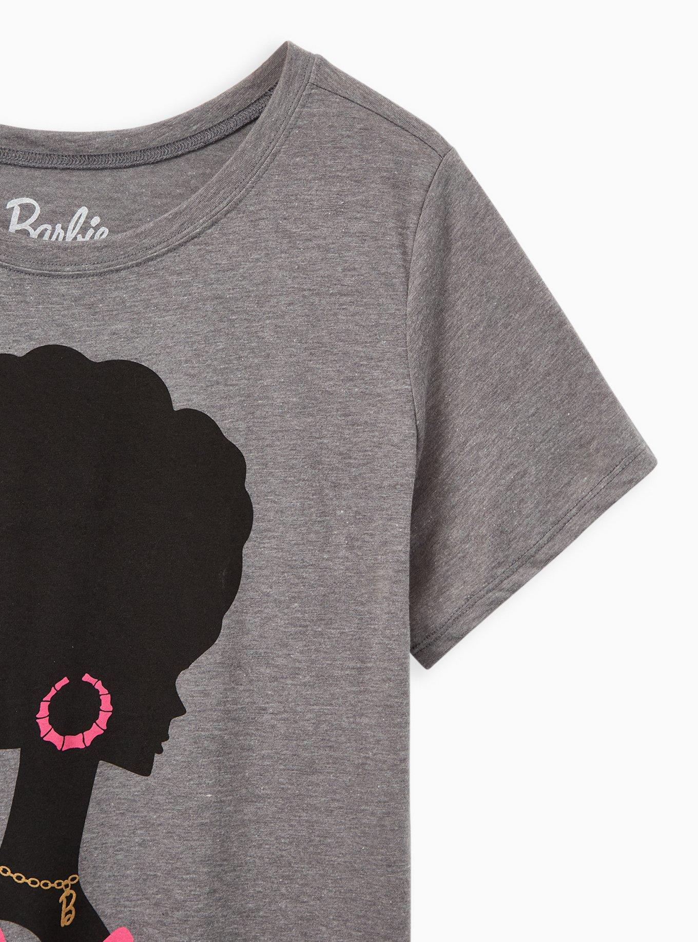 Plus Size Slim Fit Crew Tee &ndash; Barbie Afro Grey, MEDIUM HEATHER GREY, alternate
