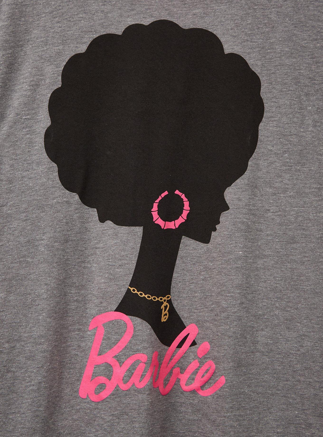 Plus Size Slim Fit Crew Tee &ndash; Barbie Afro Grey, MEDIUM HEATHER GREY, alternate
