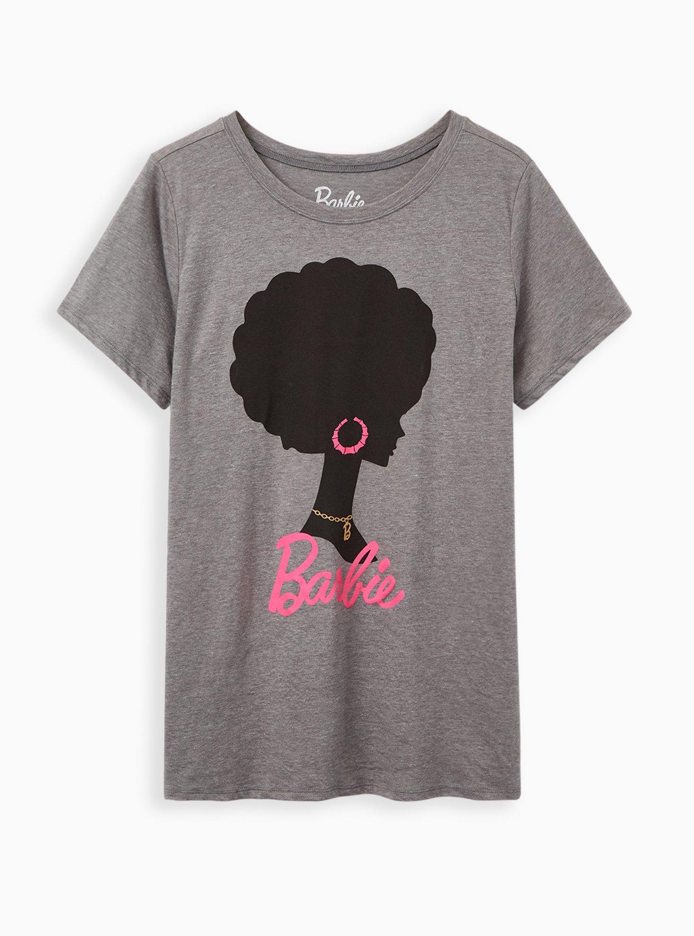 Plus Size Slim Fit Crew Tee &ndash; Barbie Afro Grey, MEDIUM HEATHER GREY, hi-res
