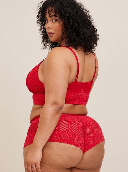 Chenille Lace Mid-Rise Cheeky Panty, JESTER RED, alternate
