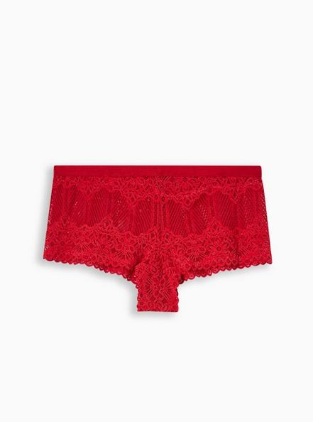 Chenille Lace Mid-Rise Cheeky Panty, JESTER RED, hi-res