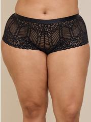 Chenille Lace Mid-Rise Cheeky Panty, RICH BLACK, alternate