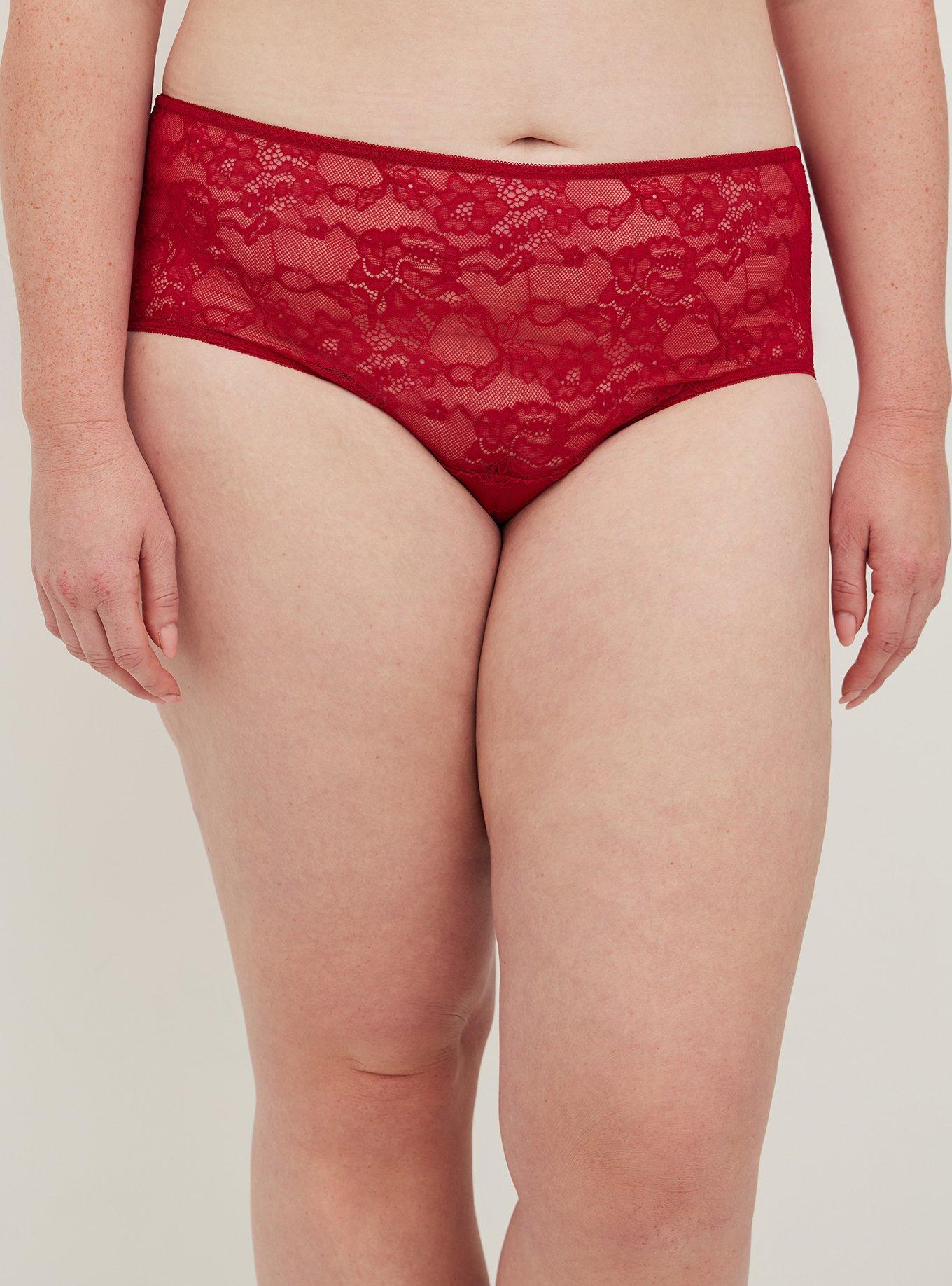 Plus Size - Open Back Cheeky Panty - Satin & Lace Bow Red - Torrid