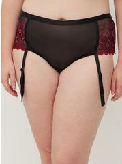 Cheeky Garter Panty - Embroidered Hearts Black, RICH BLACK, alternate