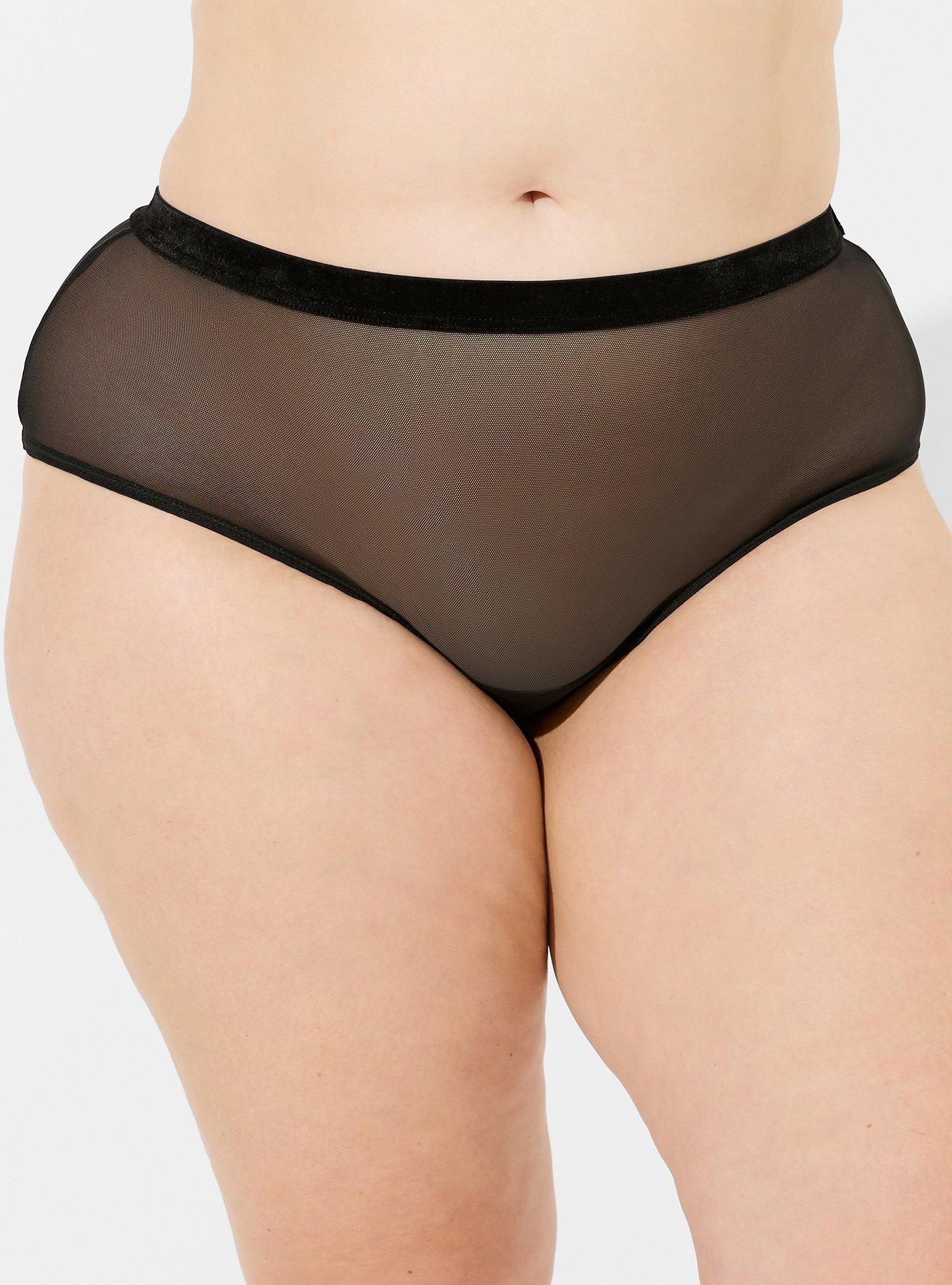 Marabou Cut Out Cheeky Panty - Mesh Black, RICH BLACK, alternate