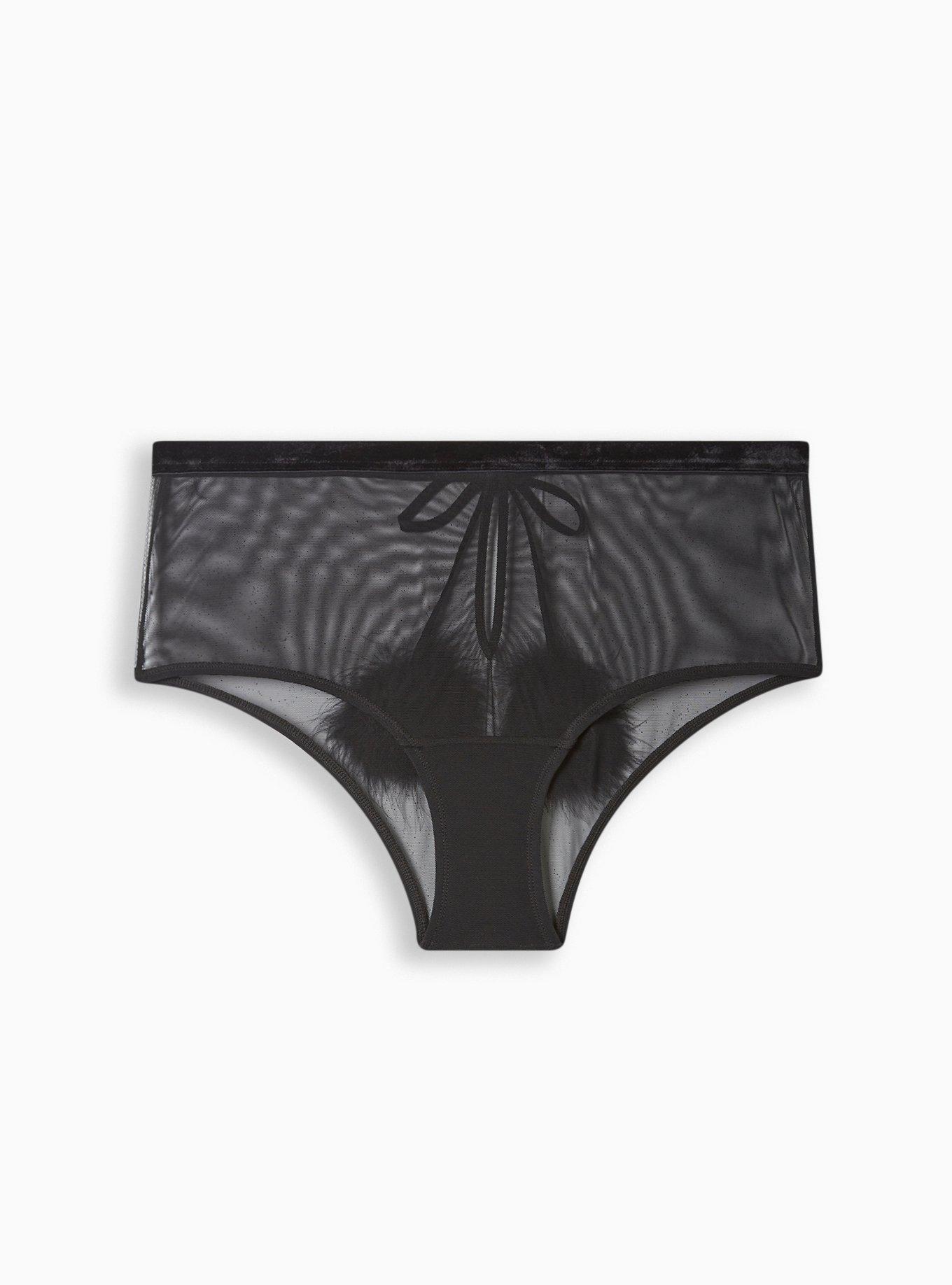 Marabou Cut Out Cheeky Panty - Mesh Black, RICH BLACK, hi-res