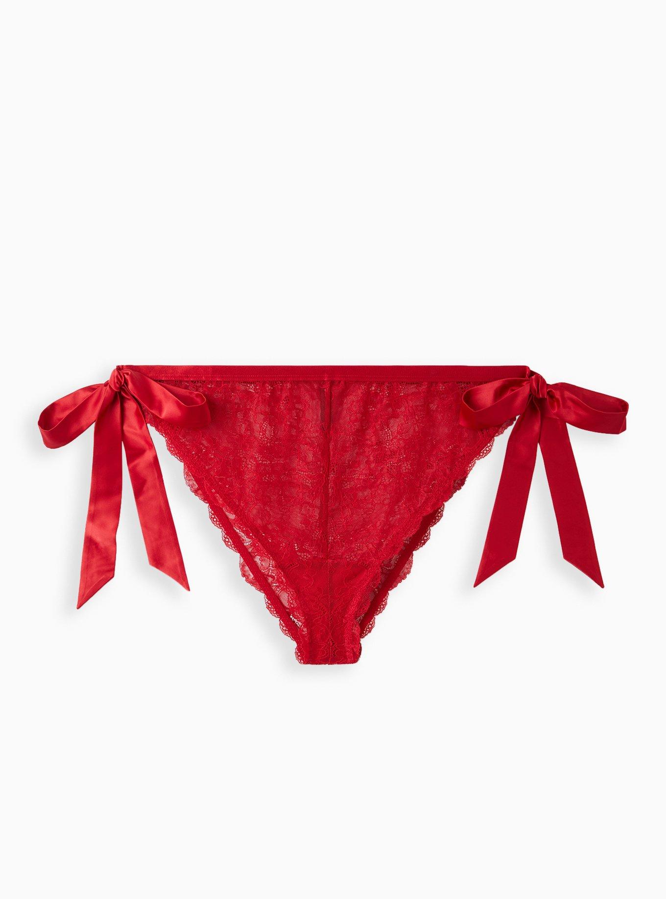 Plus Size - Tanga Panty - Lace Side Bow Red - Torrid