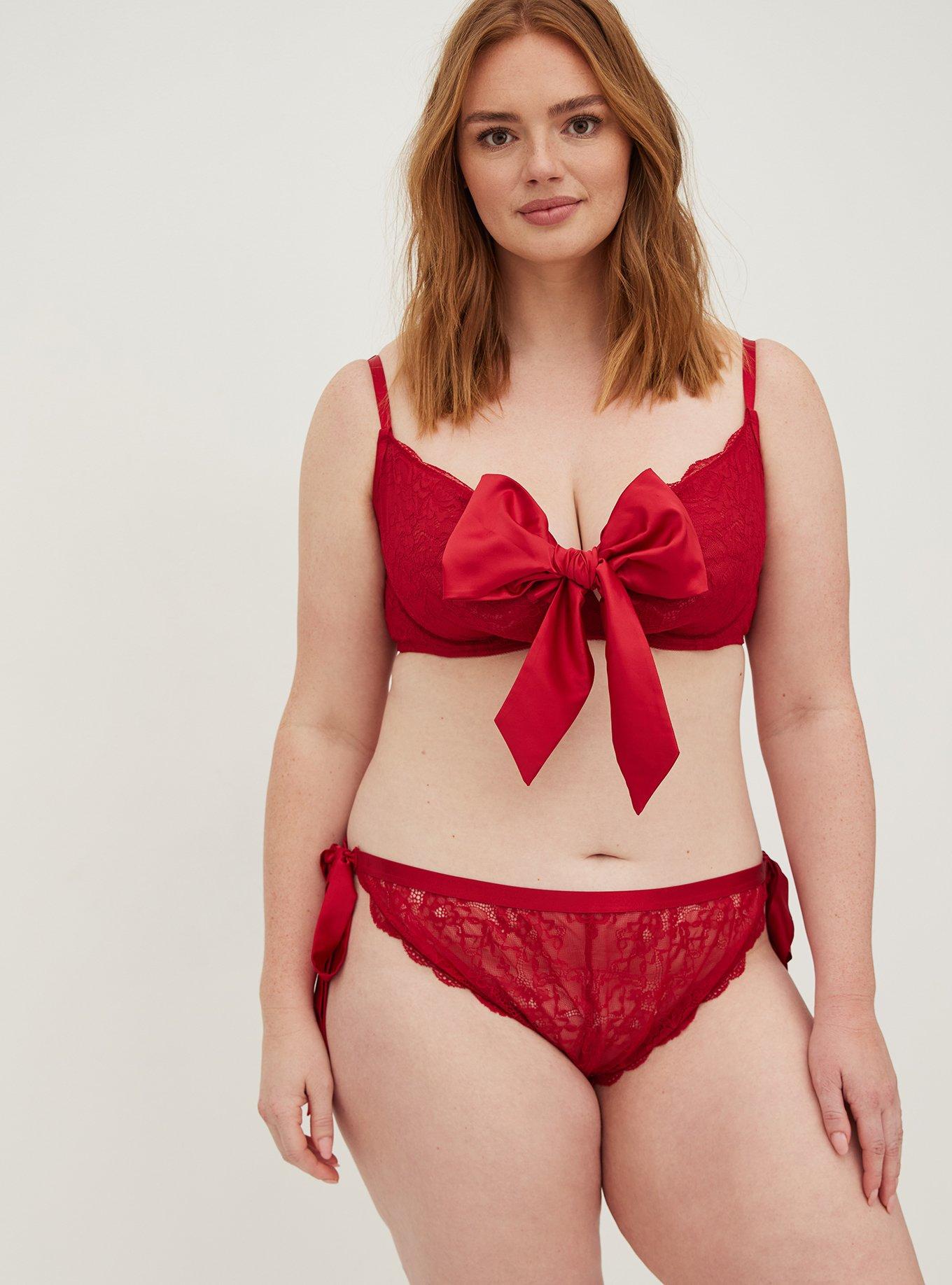 Plus Size - Tanga Panty - Lace Side Bow Red - Torrid