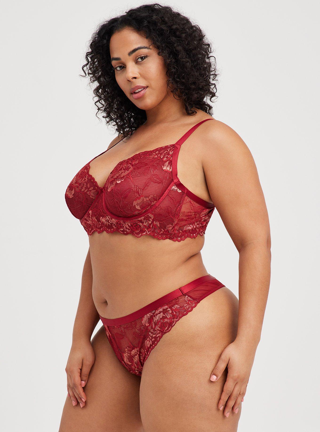 Plus Size - Retro Cherries Lace Longline Bra - Torrid