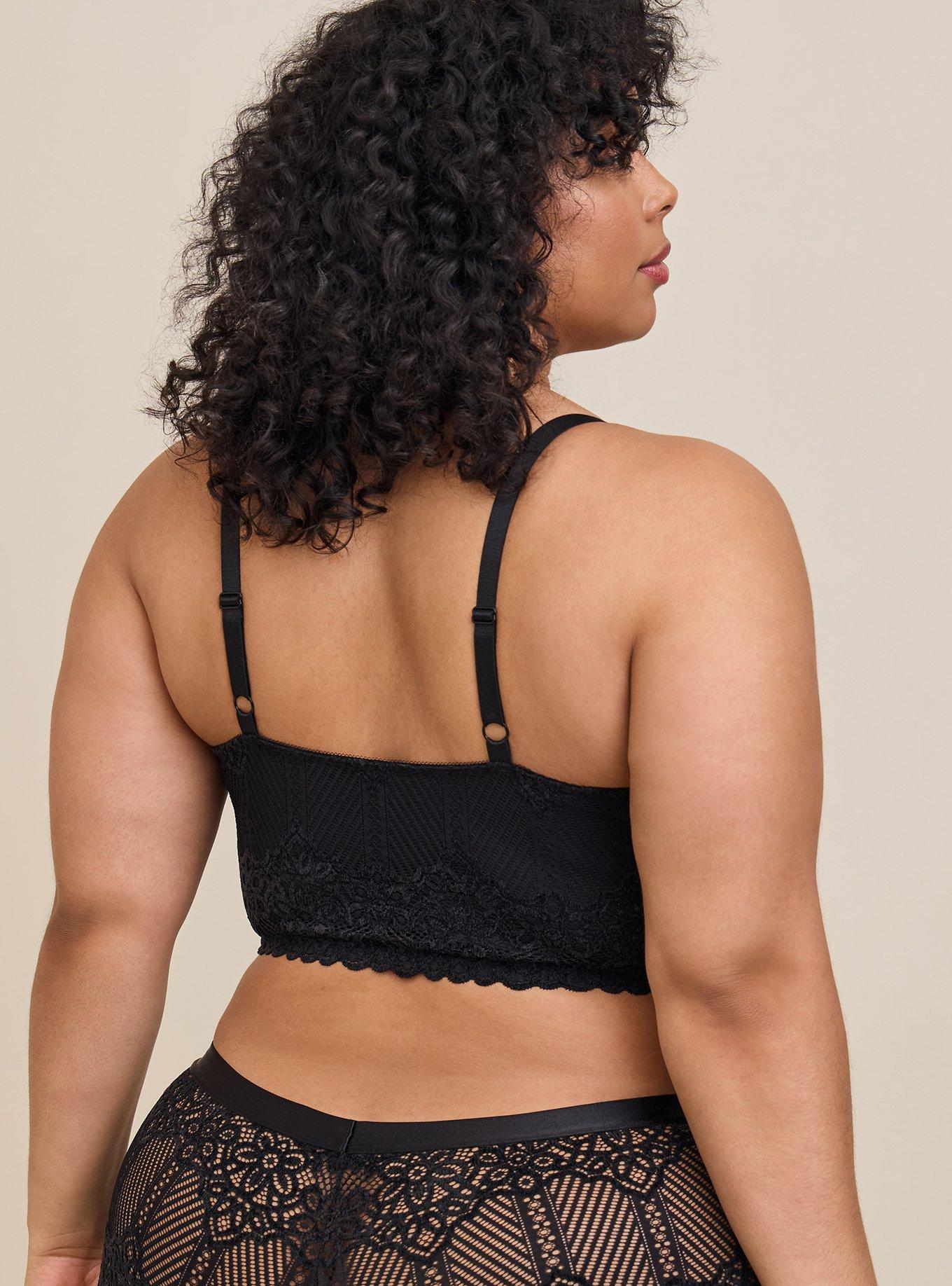 Plus Size - Lightly Lined Chenille Lace Plunge Bralette - Torrid
