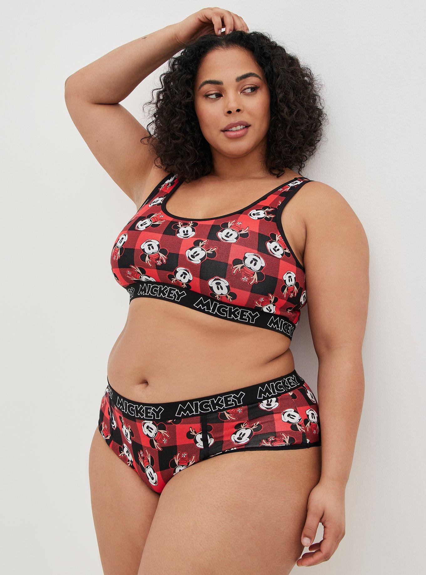Plus Size Scoop Bralette - Disney Mickey Mouse Buffalo Plaid, MULTI PRINT, alternate
