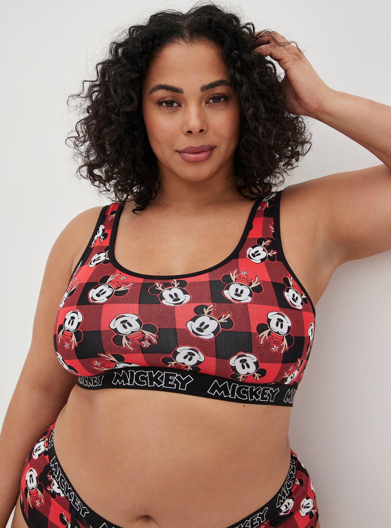 Plus Size Scoop Bralette - Disney Mickey Mouse Buffalo Plaid, MULTI PRINT, hi-res