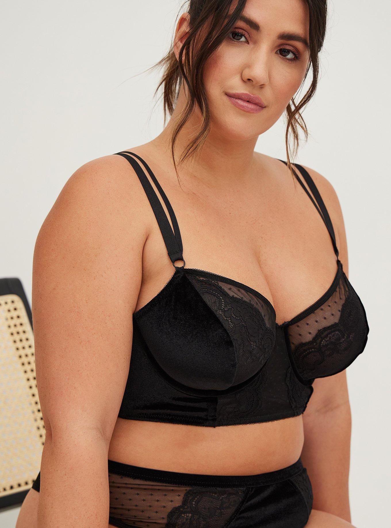 Velour And Lace Underwire Bra