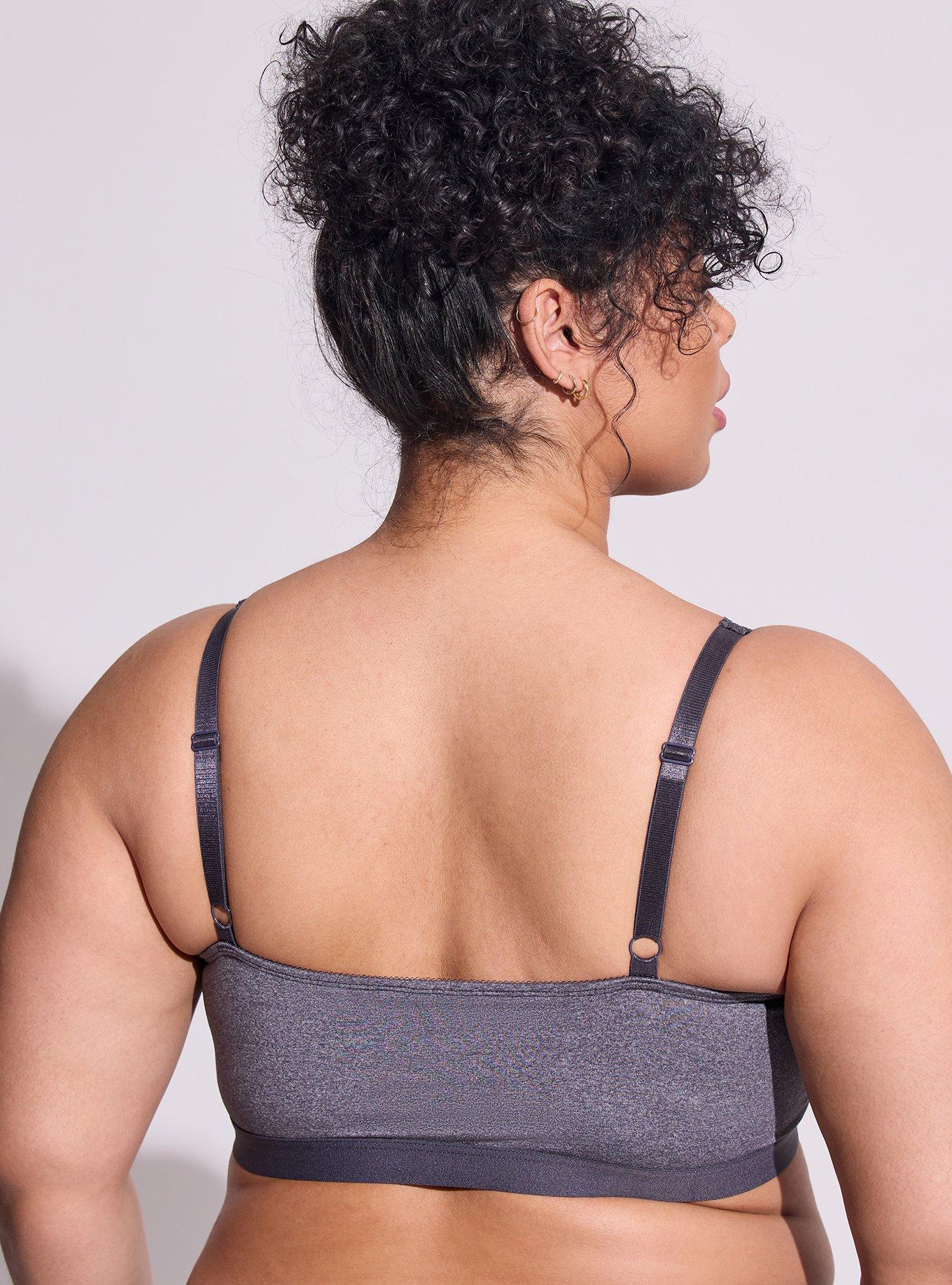 Lightly Padded Bralette - Microfiber & Lace Heather Grey , CHARCOAL HEATHER, alternate