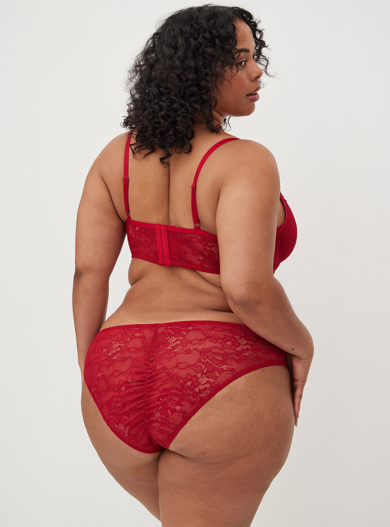 Plus Size Underwire Bodysuit - Lace & Bow Red, JESTER RED, alternate