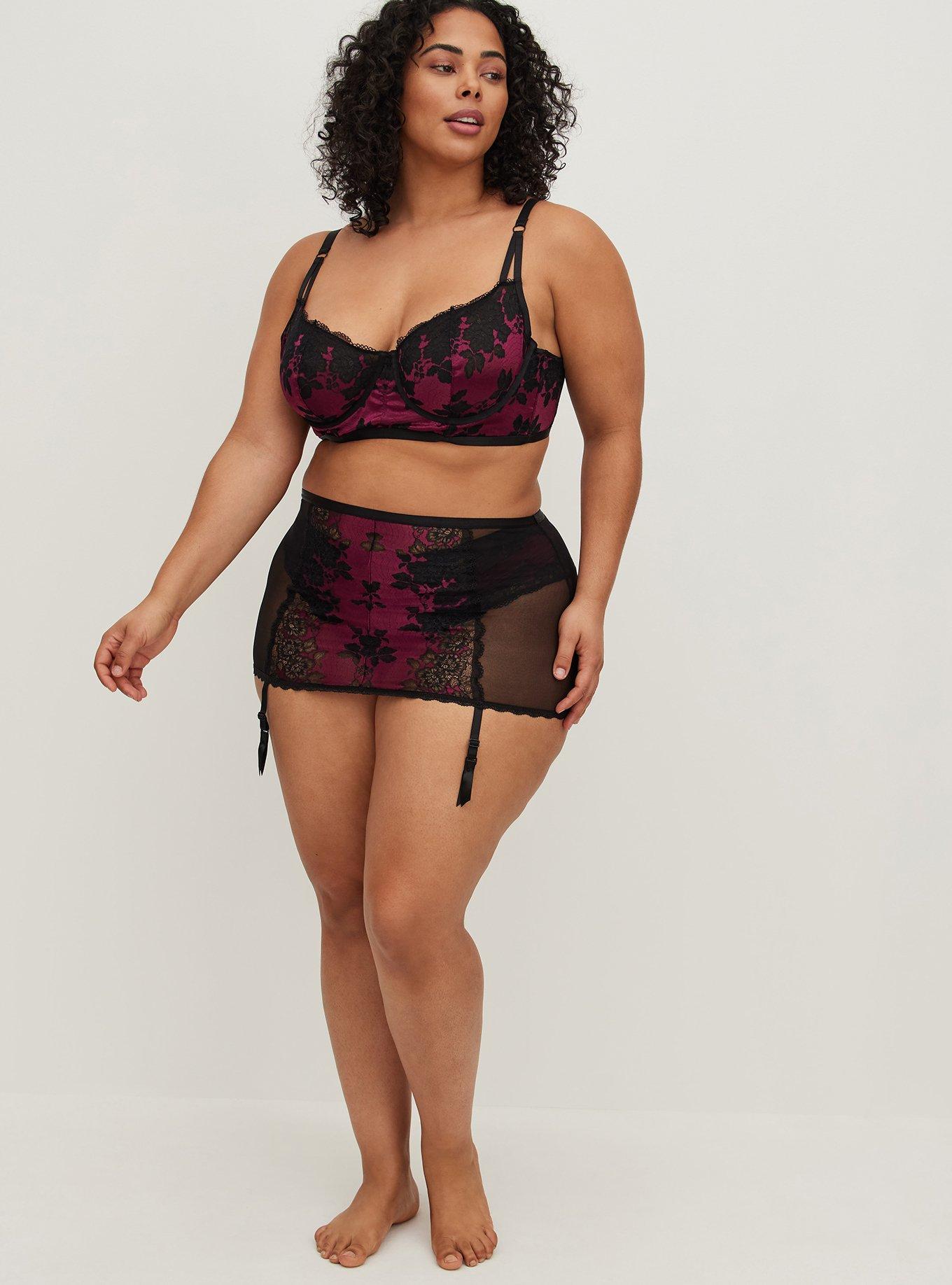 Plus Size Two Tone Lace Underwire Bra, NAVARRA, alternate