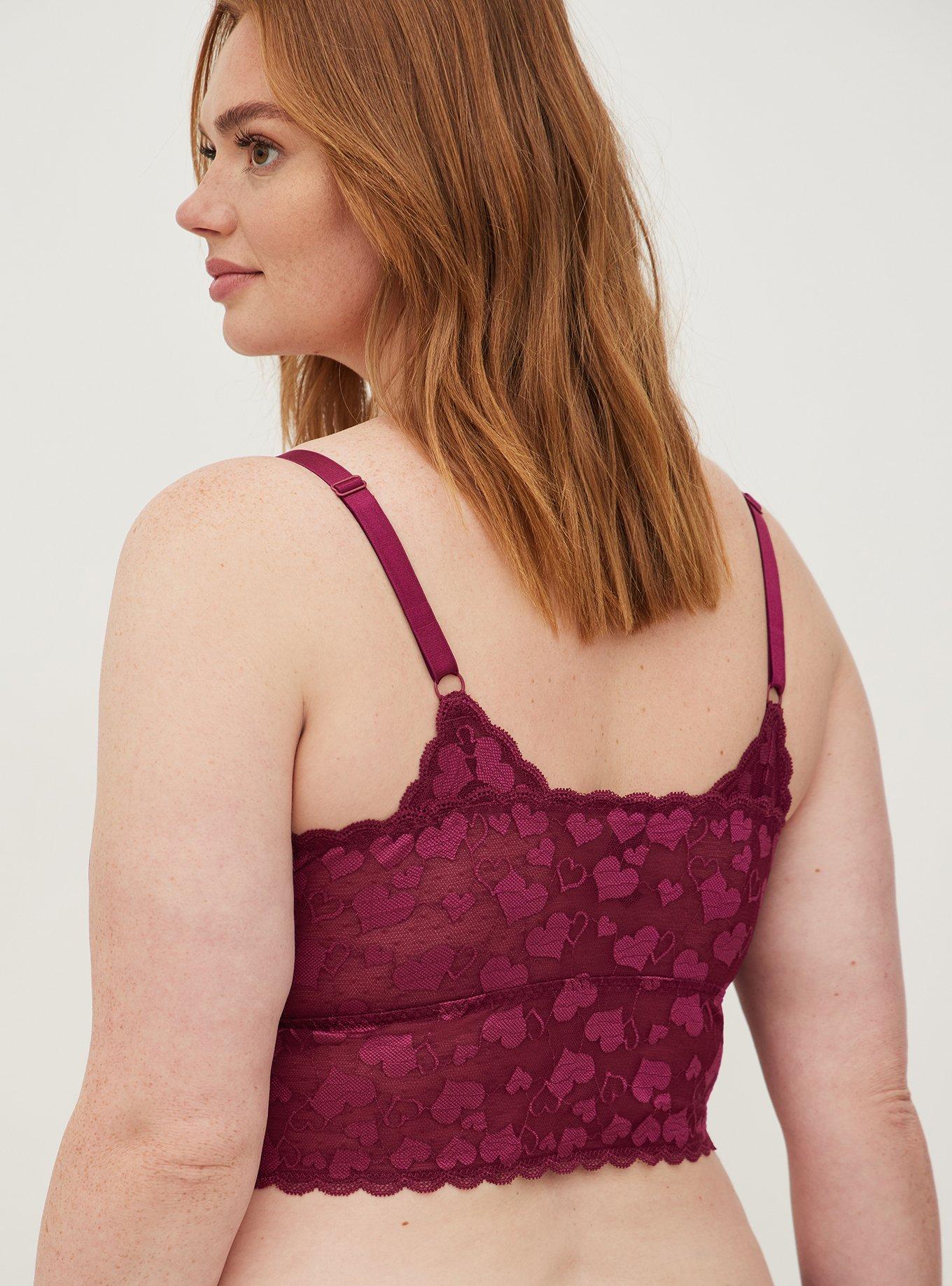 Plus Size Unlined Heart Lace Bralette, NAVARRA, alternate