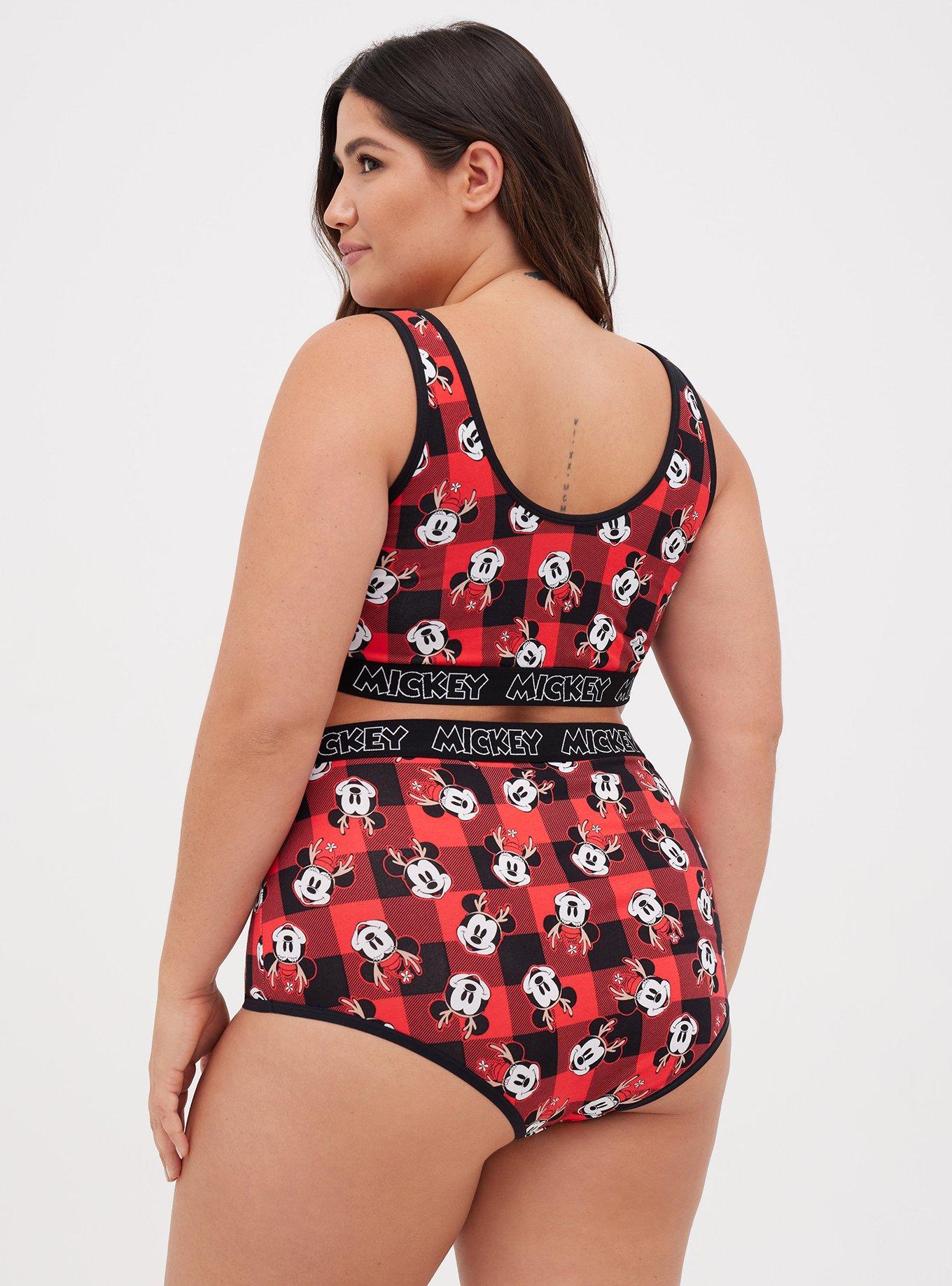 Disney High Waist Cheeky Panty - Cotton Mickey Mouse Plaid Red, MULTI, alternate