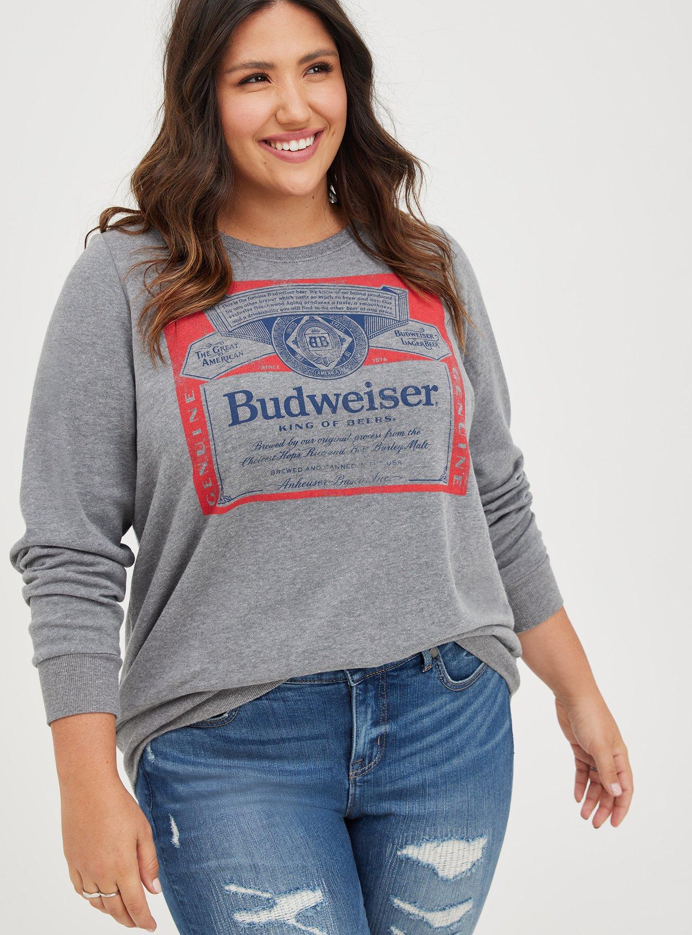 Plus Size - Sweatshirt - Cozy Fleece Budweiser Grey - Torrid
