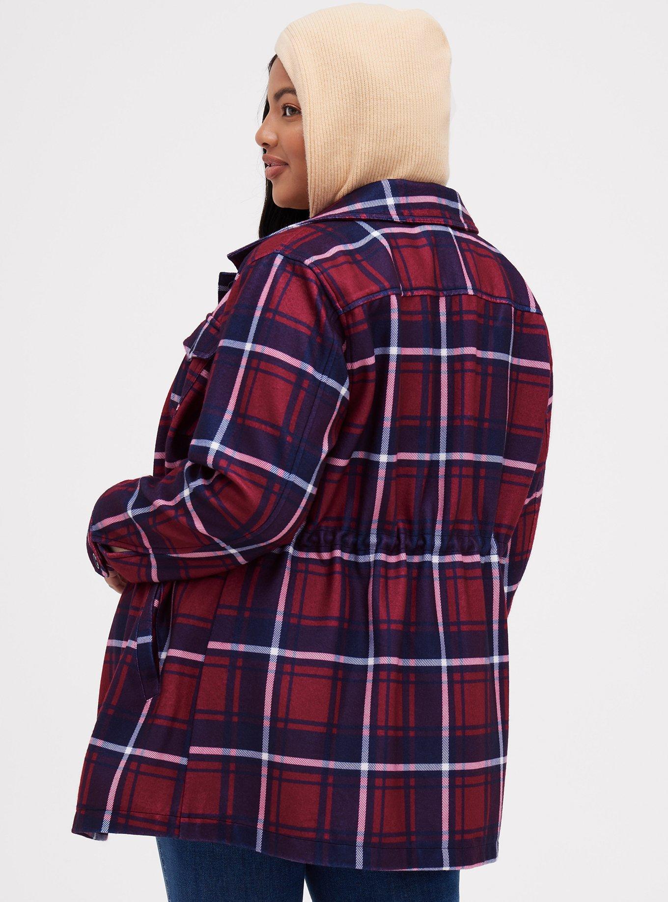Fleece Shacket, PLAID RED, alternate