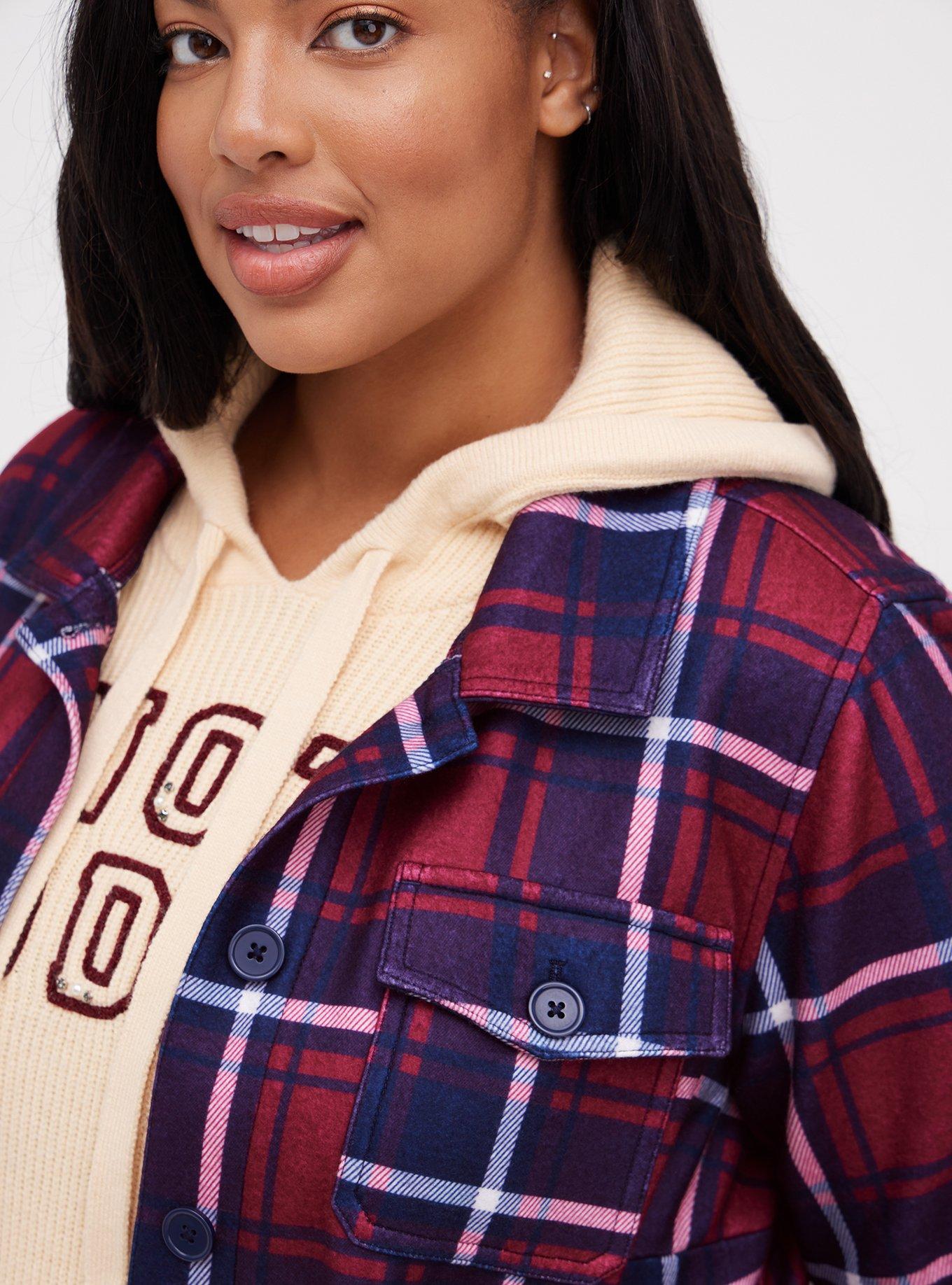Fleece Shacket, PLAID RED, alternate