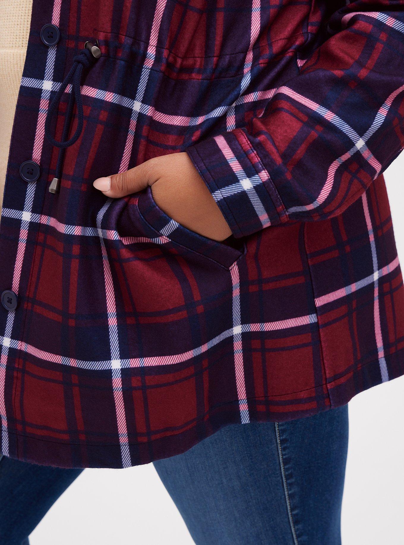 Fleece Shacket, PLAID RED, alternate