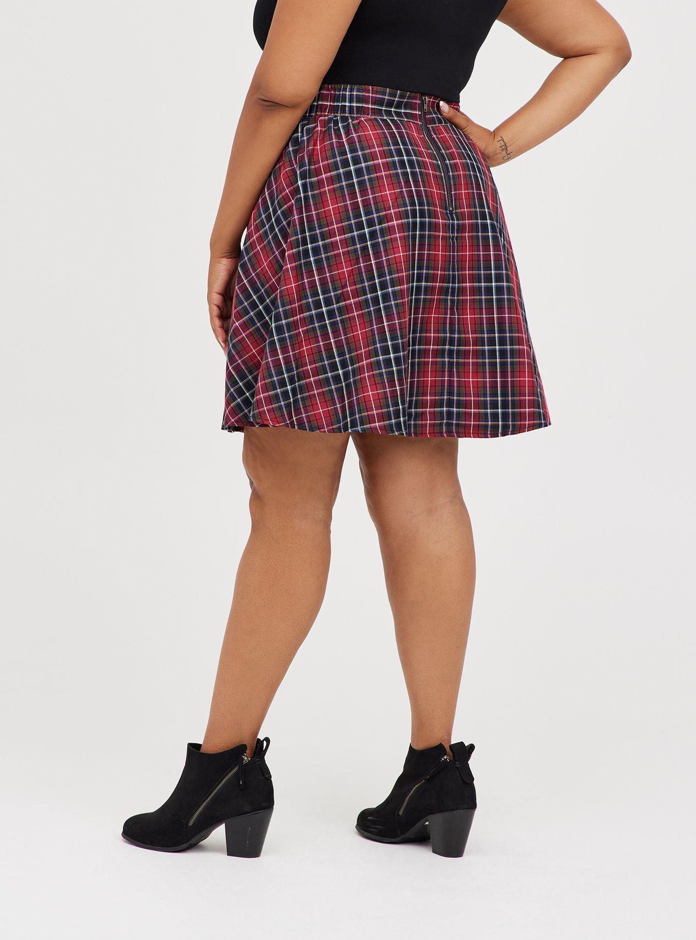 Plus Size - Mini Twill Pleated Skater Skirt - Torrid