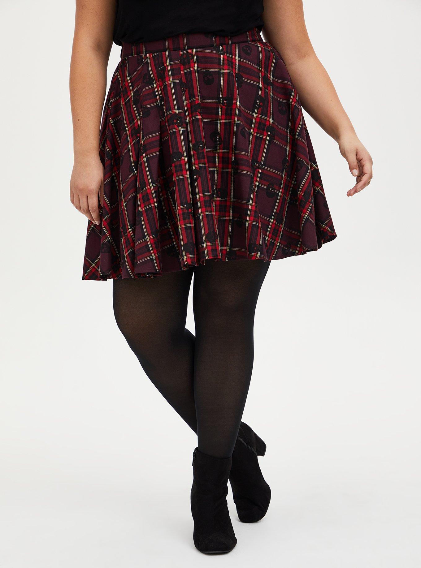 Plus Size - Mini Twill Pleated Skater Skirt - Torrid