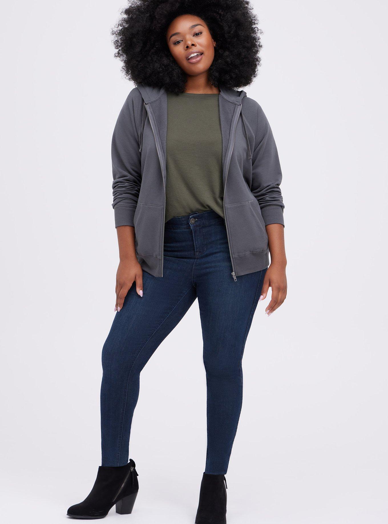 Plus Size Ultra Soft Fleece Zip Up Hoodie, GREY, alternate