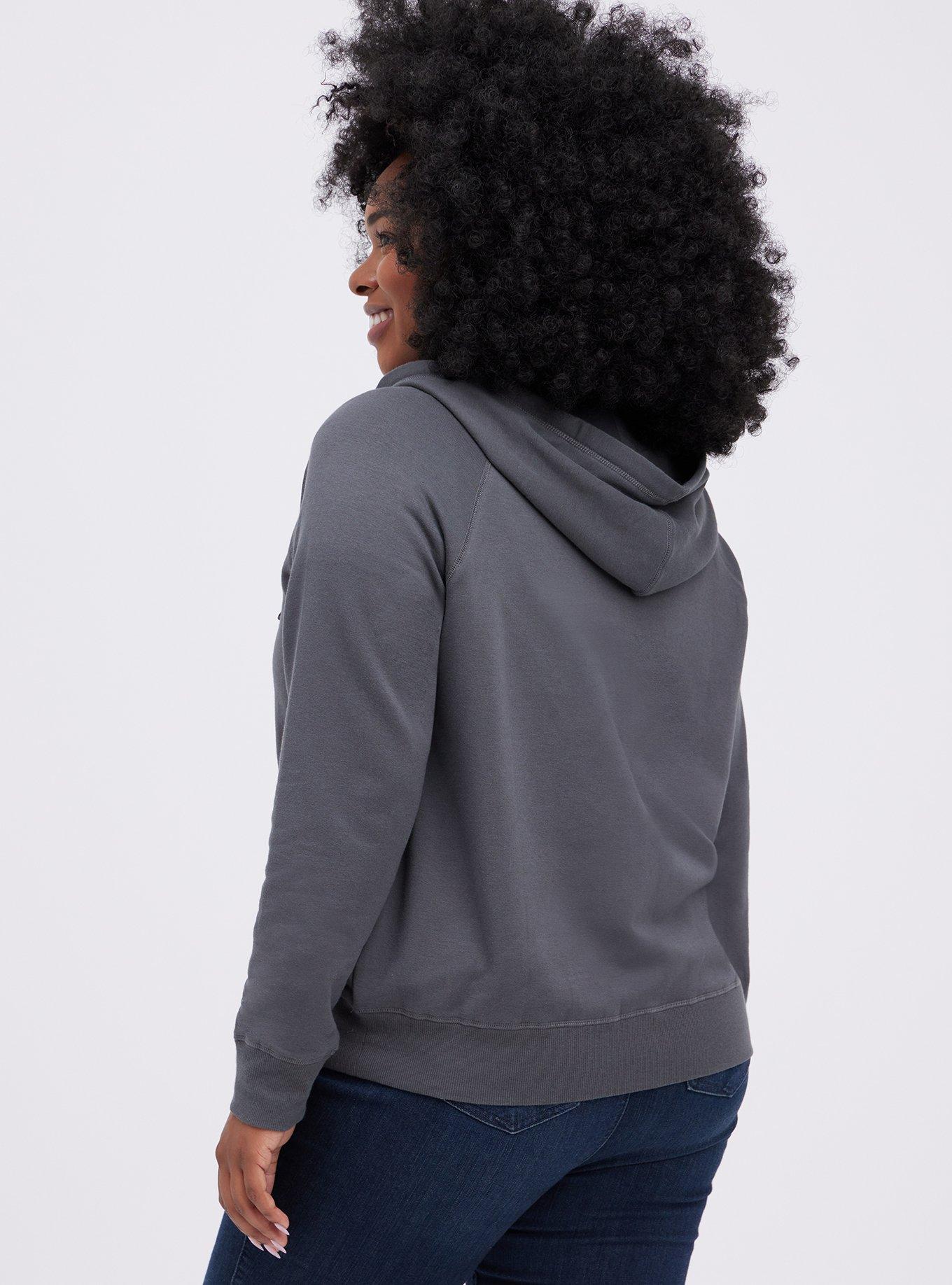 Plus Size Ultra Soft Fleece Zip Up Hoodie, GREY, alternate