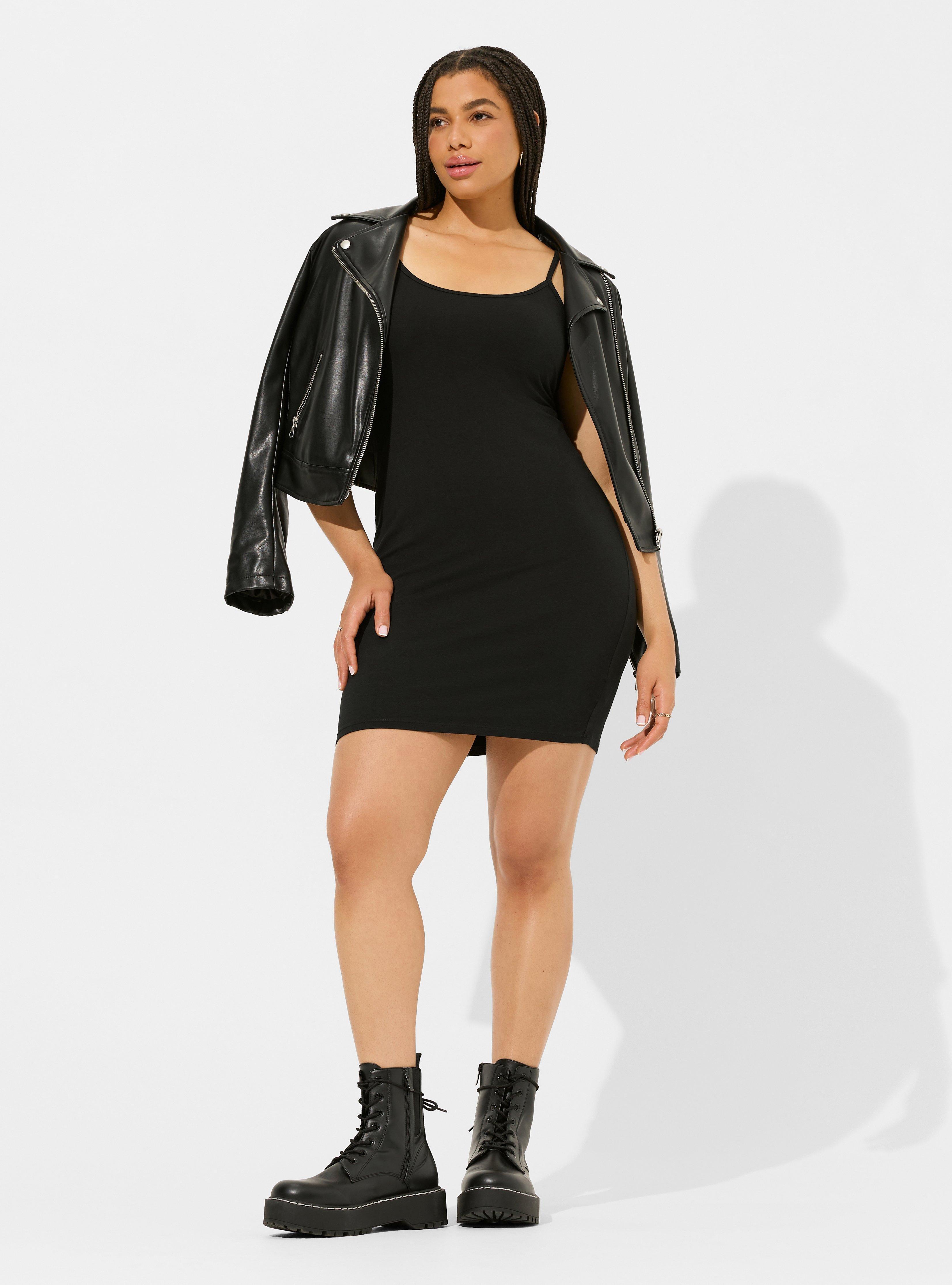 【amerge】fur cami mini onepiece（black） METOES Women's 2024 Summer Casual Plain Mini Dress Straps