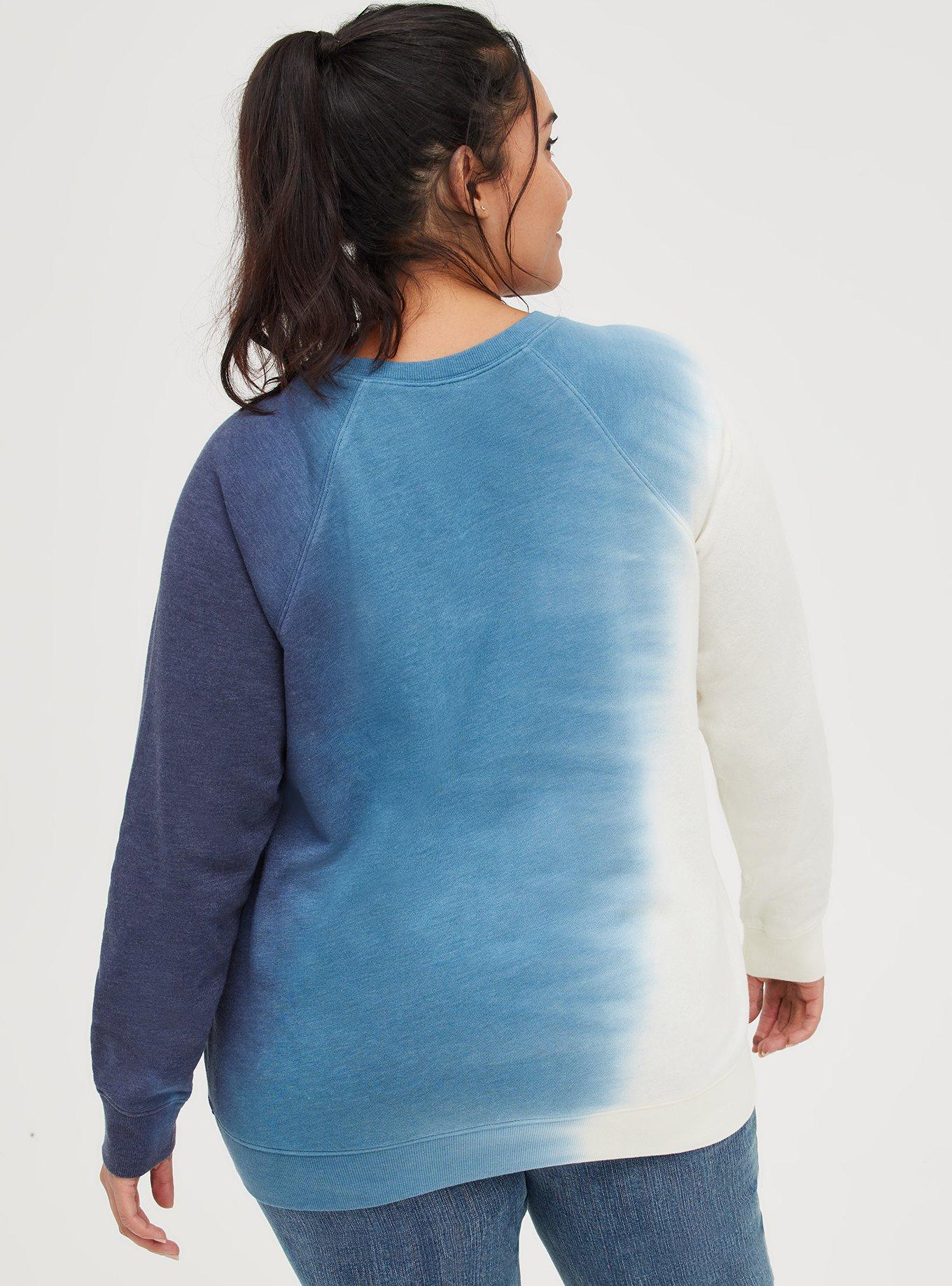 Plus Size Sweatshirt - Cozy Fleece Be Grateful Tie Dye Navy, TIE DYE BLUE, alternate