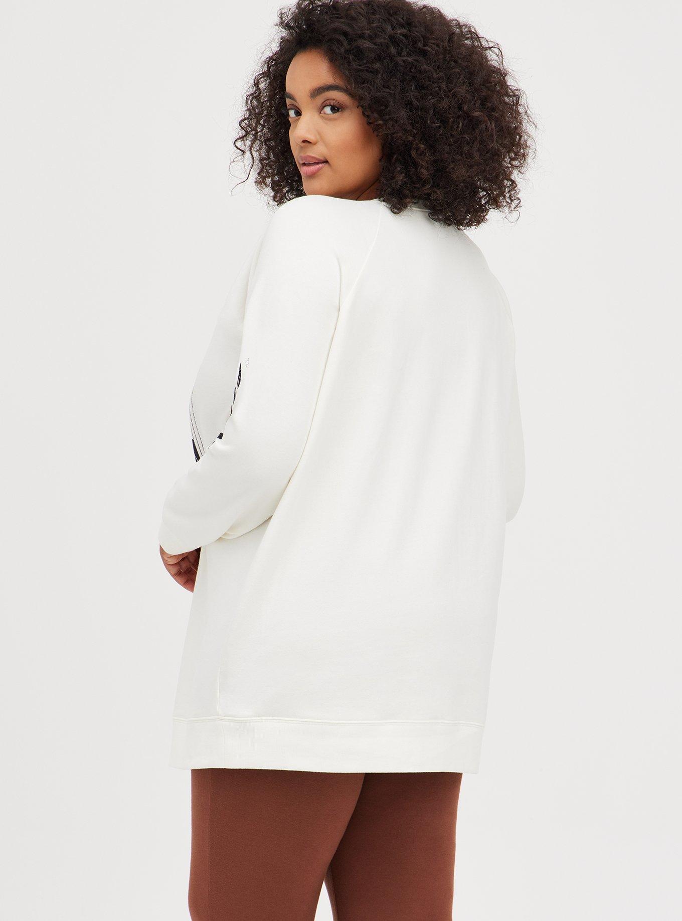 Plus Size Relaxed Tunic Sweatshirt - Ultra Soft Fleece Wild Tarot Ivory, MARSHMALLOW, alternate