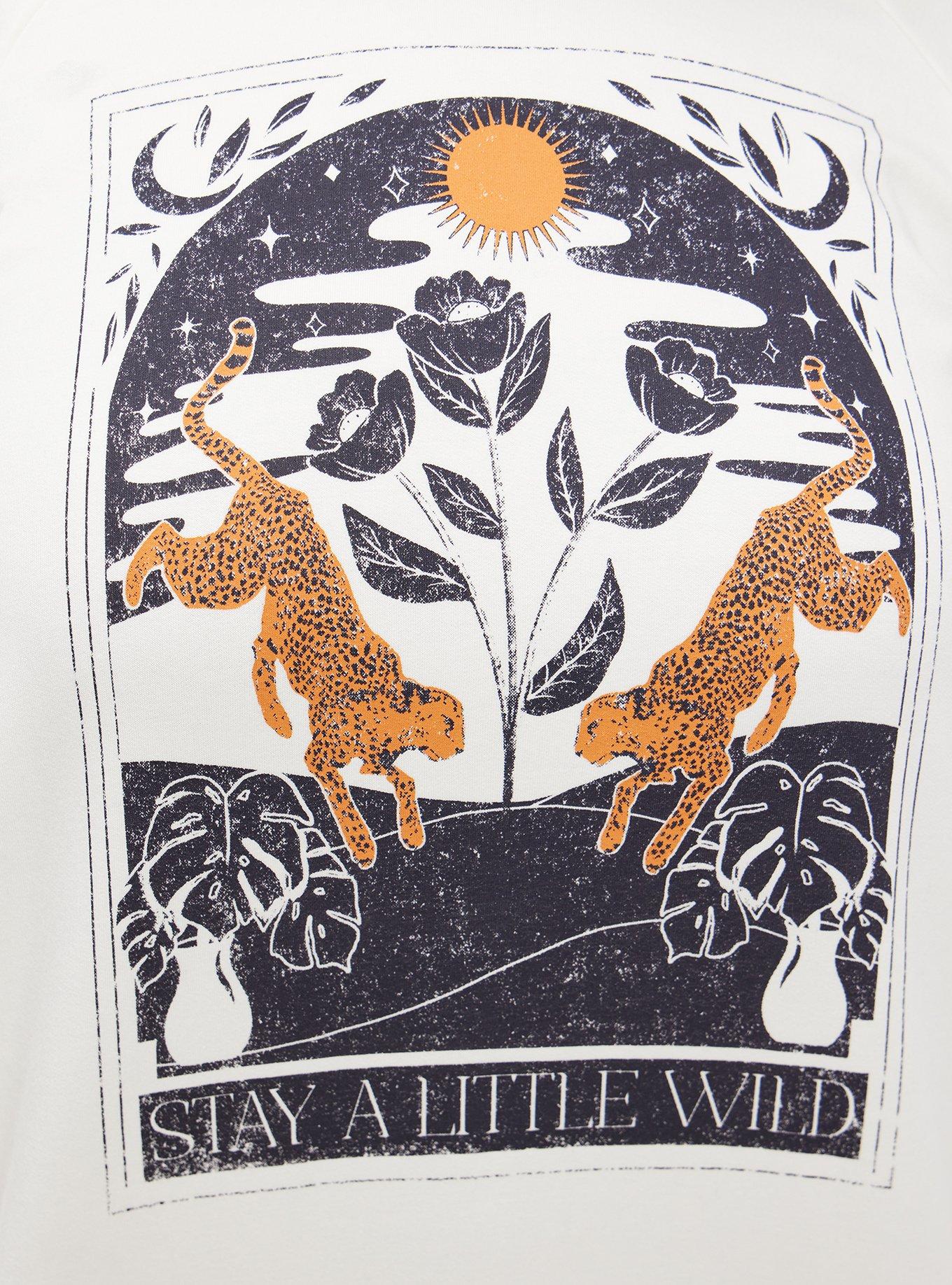 Plus Size Relaxed Tunic Sweatshirt - Ultra Soft Fleece Wild Tarot Ivory, MARSHMALLOW, alternate