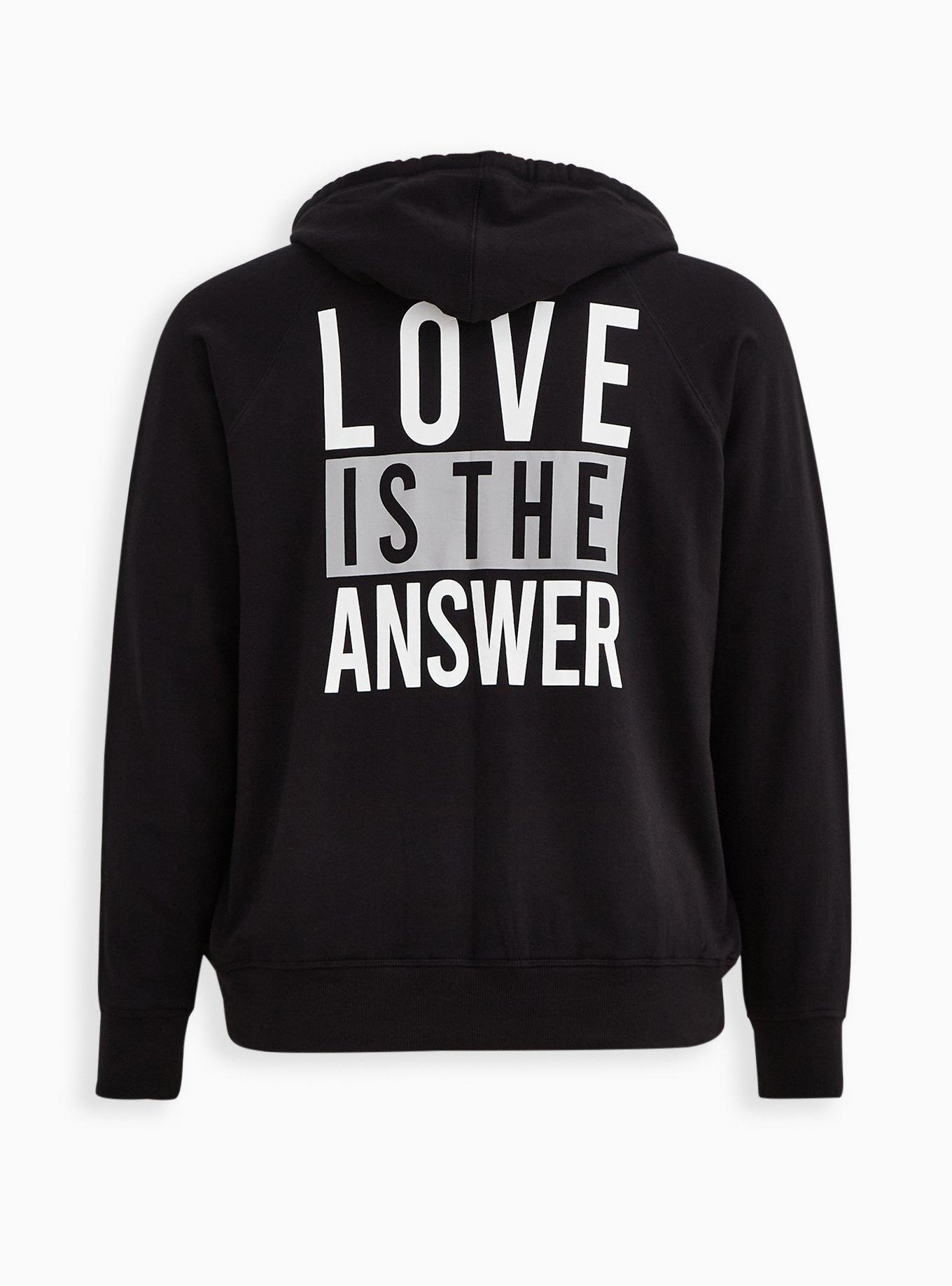 Zip-Up Hoodie - Ultra Soft Fleece Love Is The Answer Black, DEEP BLACK, alternate